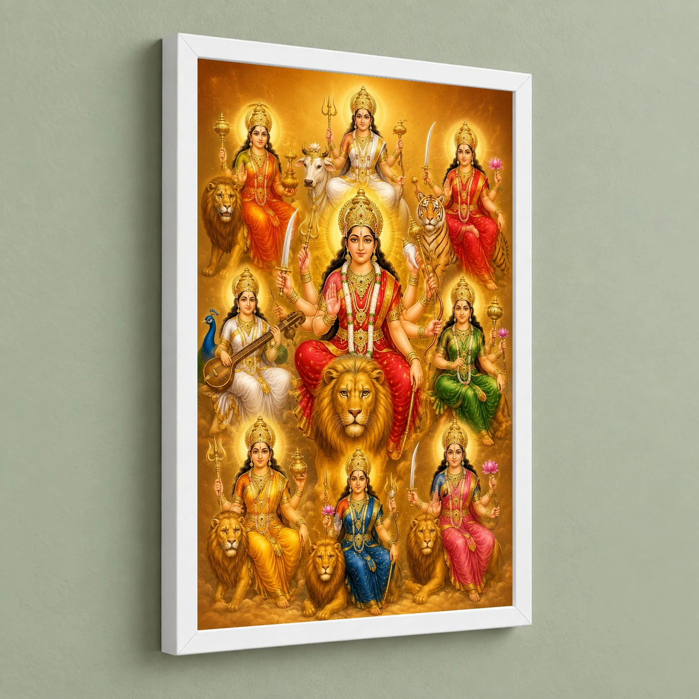 Navdurga Ornate Golden Temple Darshan Photo Frame, view 5