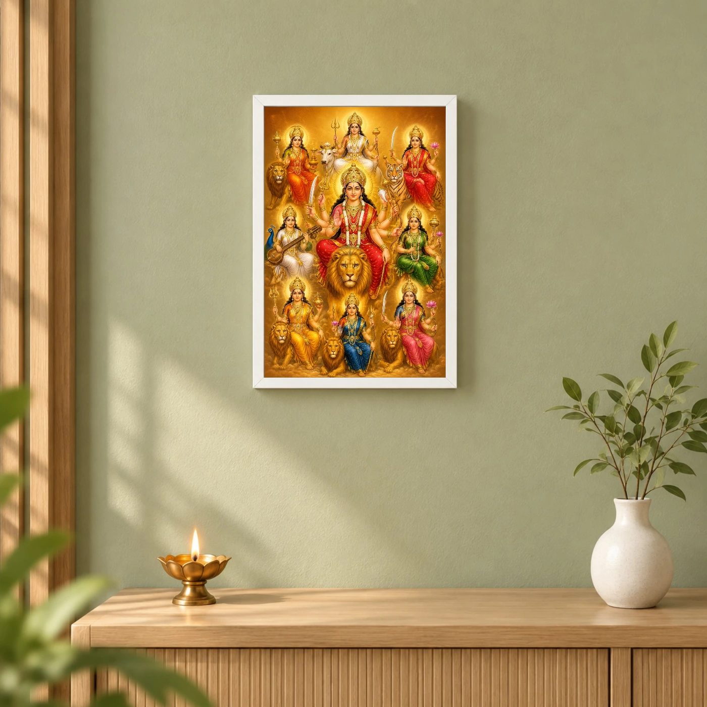 Navdurga Ornate Golden Temple Darshan Photo Frame, view 6