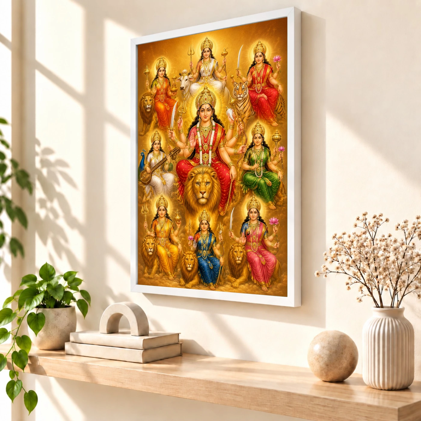 Navdurga Ornate Golden Temple Darshan Photo Frame, view 7