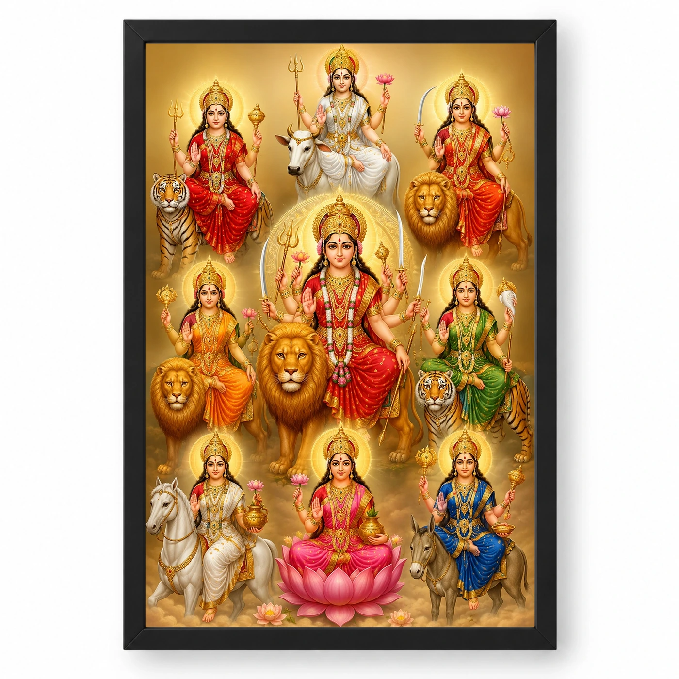 Navdurga Peaceful Home Mandir Composition Photo Frame