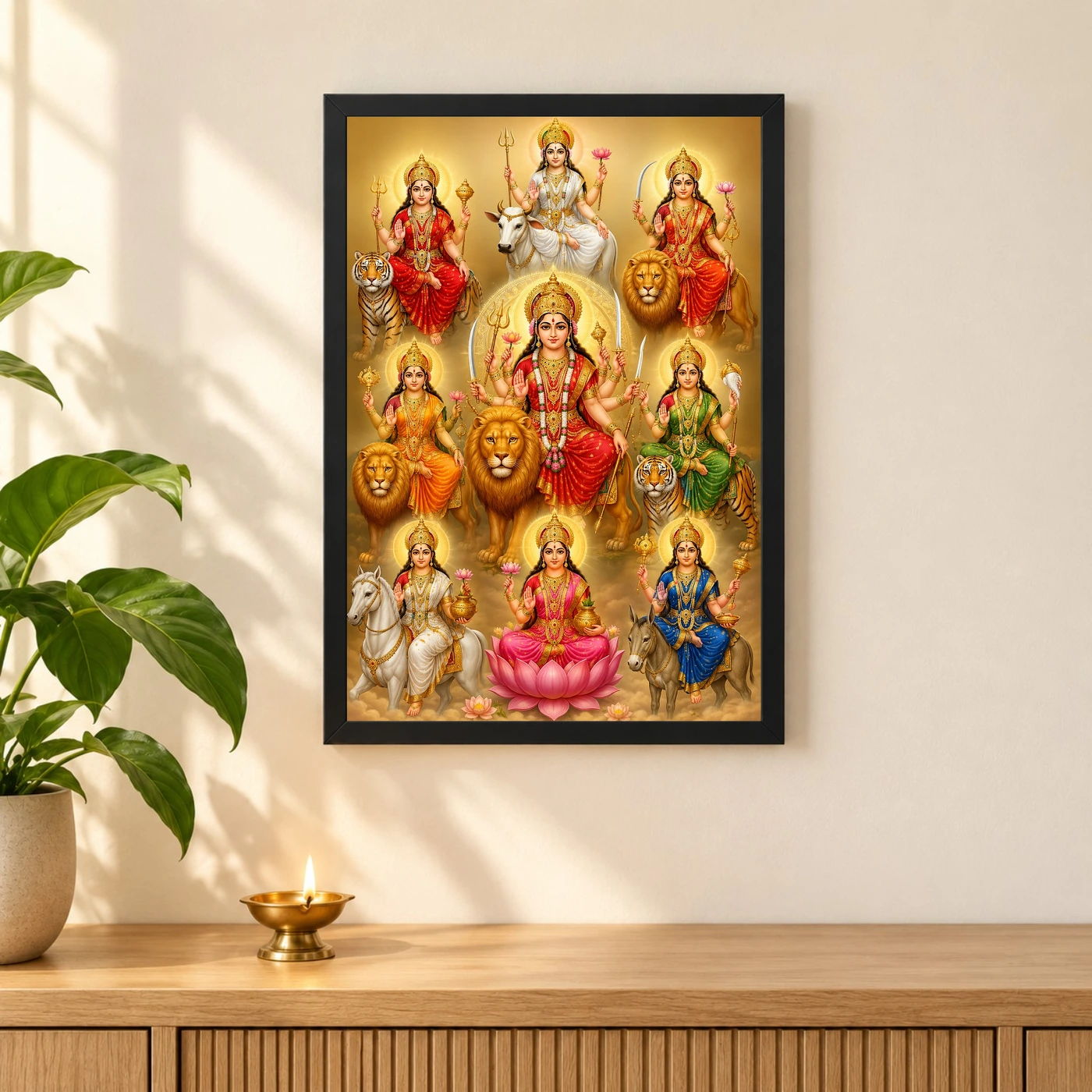 Navdurga Peaceful Home Mandir Composition Photo Frame, view 3