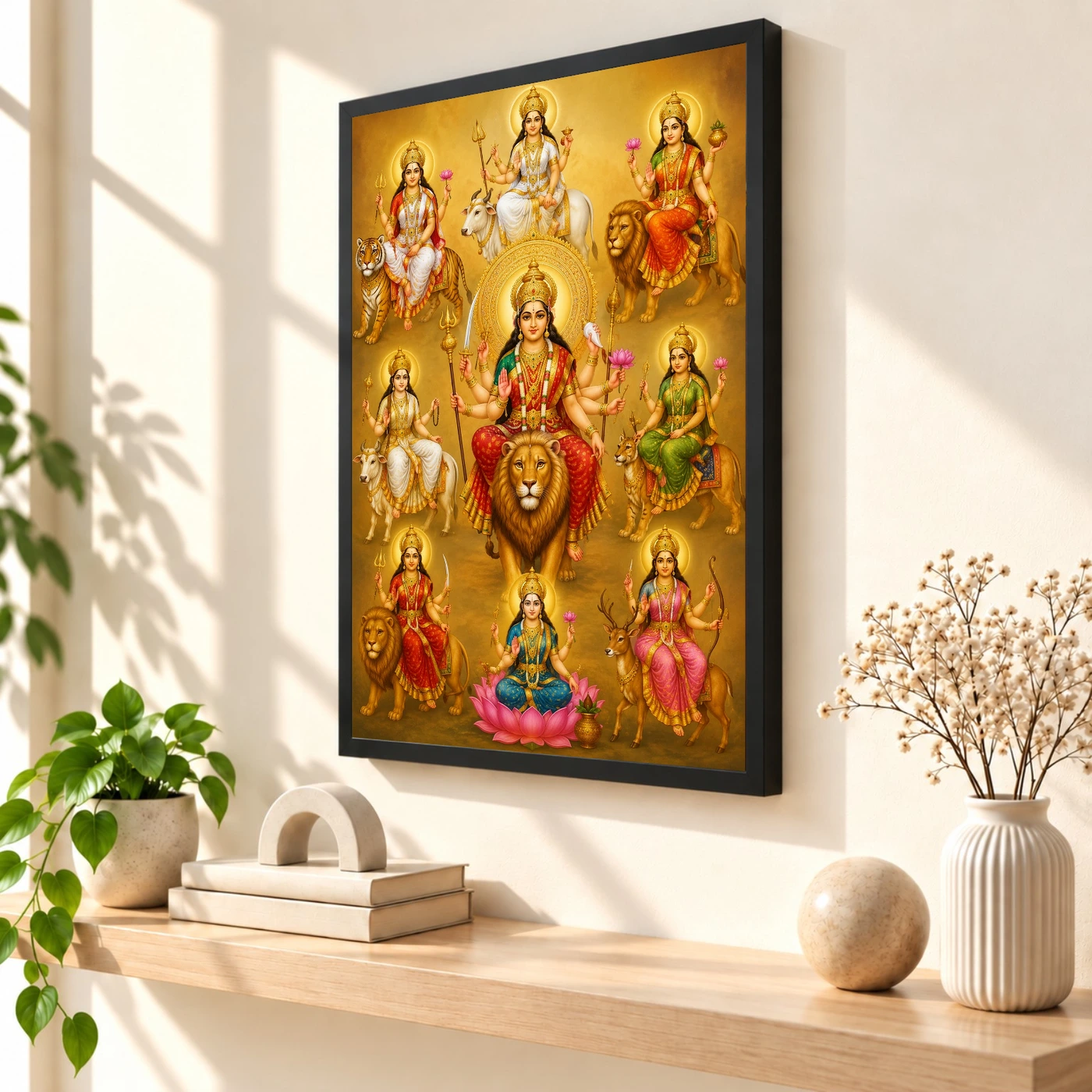 Navdurga Traditional Indian Miniature-Inspired Devotional Art Photo Frame, view 2