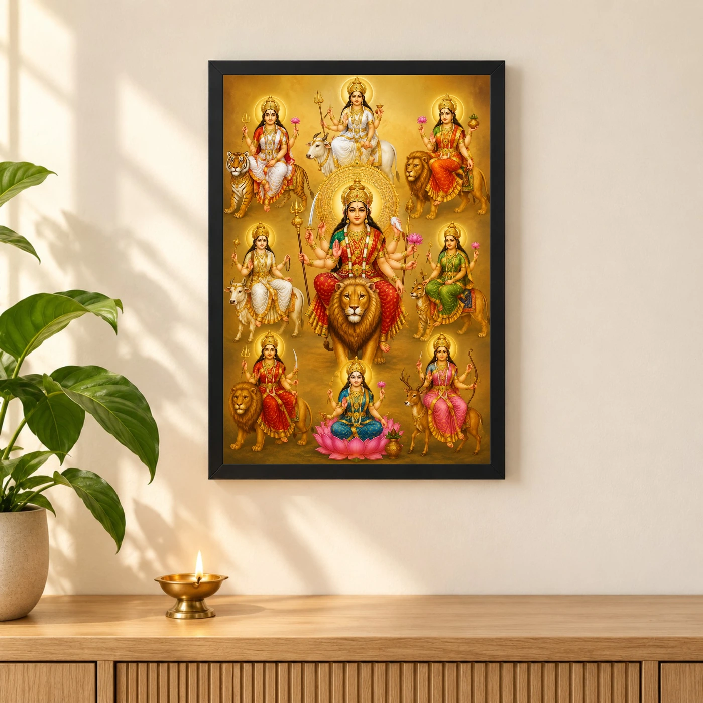 Navdurga Traditional Indian Miniature-Inspired Devotional Art Photo Frame, view 3
