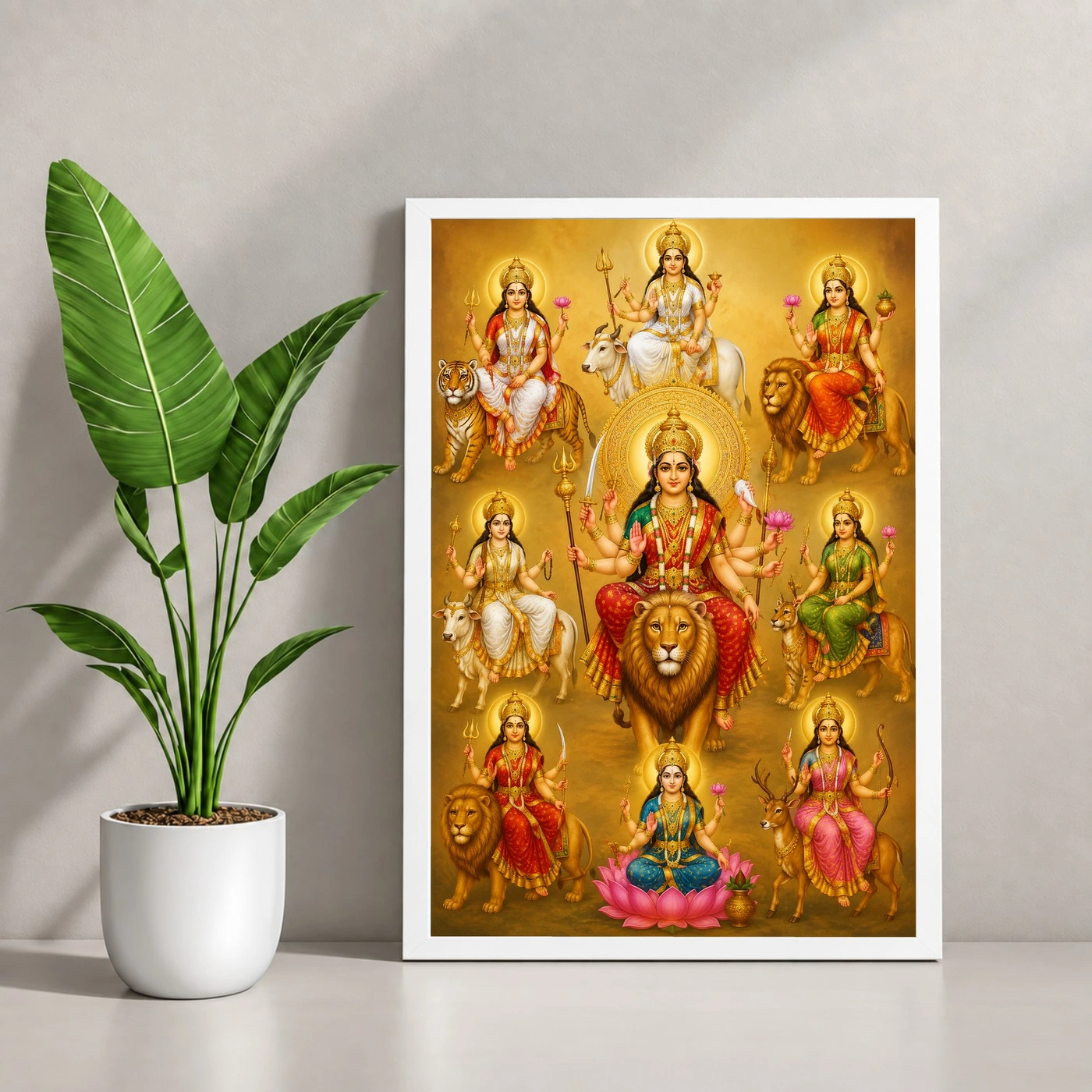 Navdurga Traditional Indian Miniature-Inspired Devotional Art Photo Frame, view 4