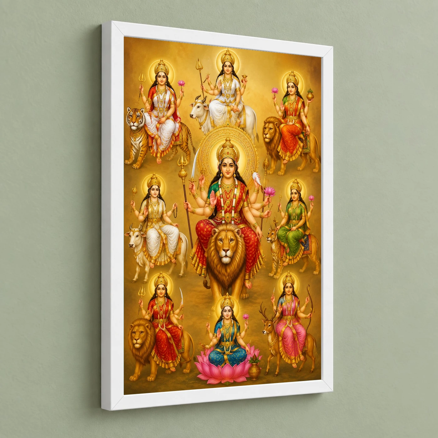 Navdurga Traditional Indian Miniature-Inspired Devotional Art Photo Frame, view 5