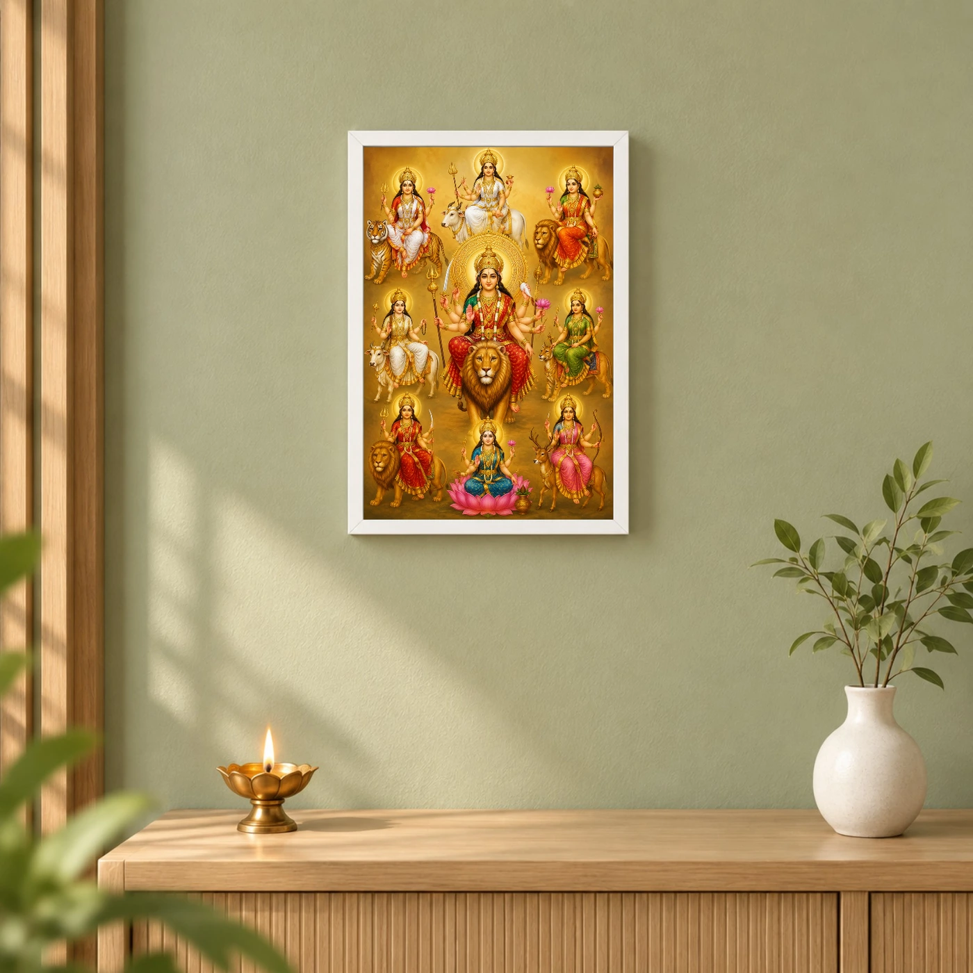 Navdurga Traditional Indian Miniature-Inspired Devotional Art Photo Frame, view 6