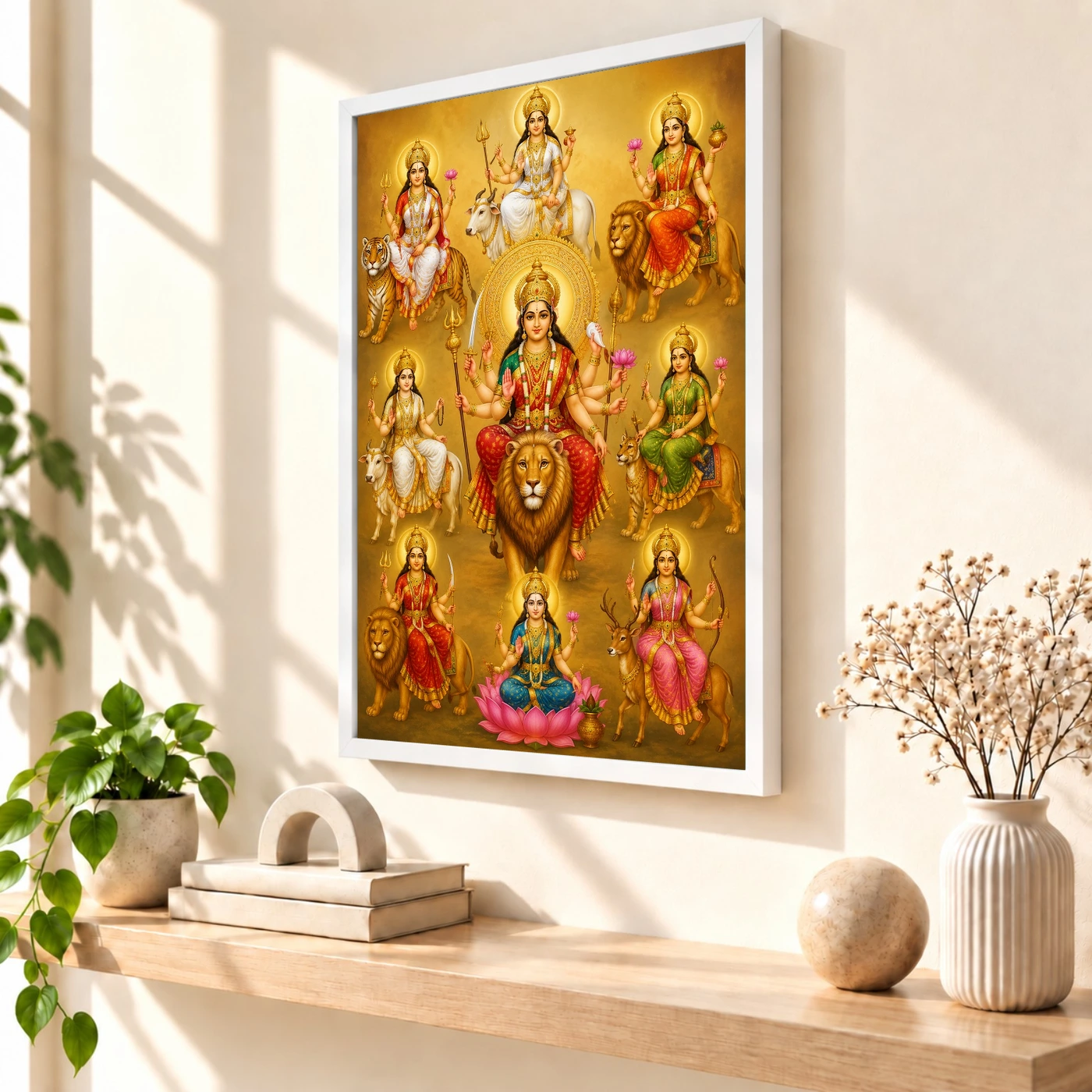 Navdurga Traditional Indian Miniature-Inspired Devotional Art Photo Frame, view 7
