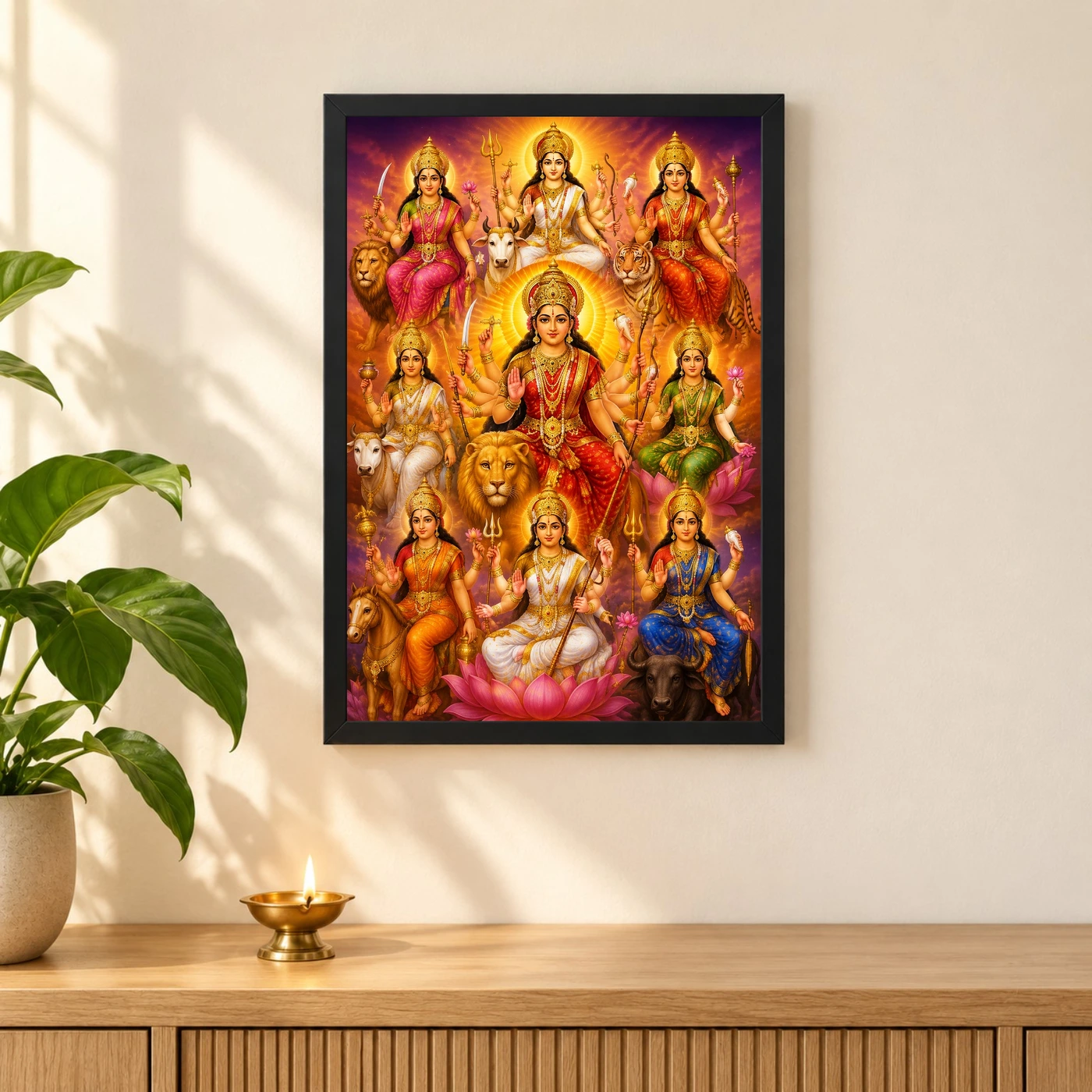 Navdurga Vivid Premium Spiritual Poster Art Photo Frame, view 3