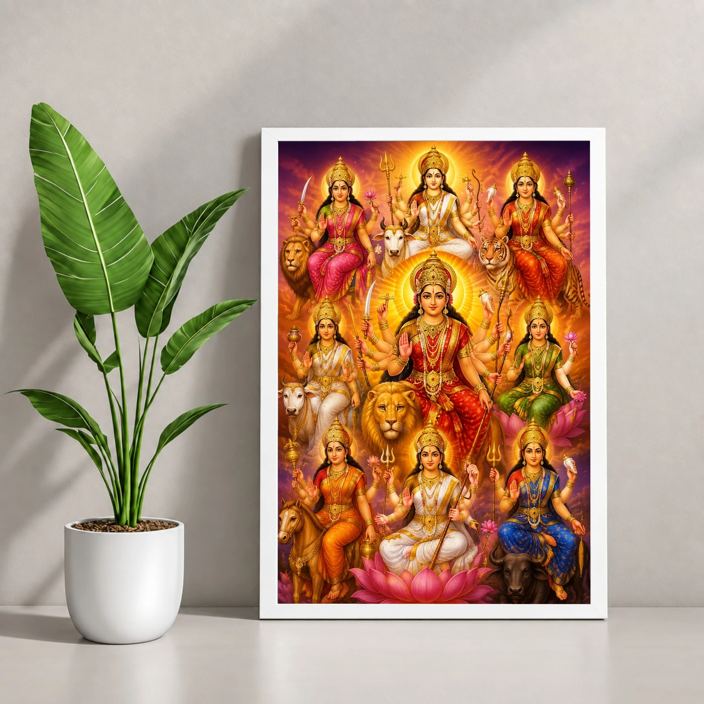 Navdurga Vivid Premium Spiritual Poster Art Photo Frame, view 4