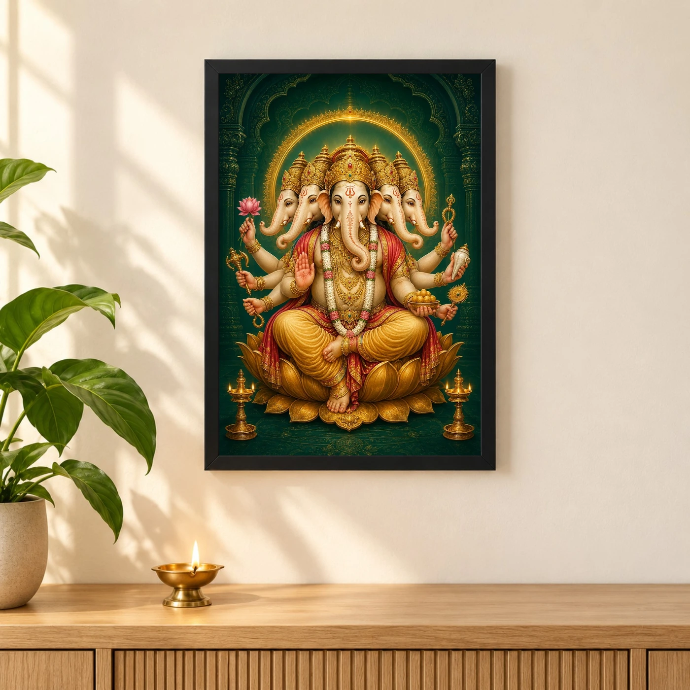 Panchmukhi Ganesha — Five-Faced Protector Frame, view 3