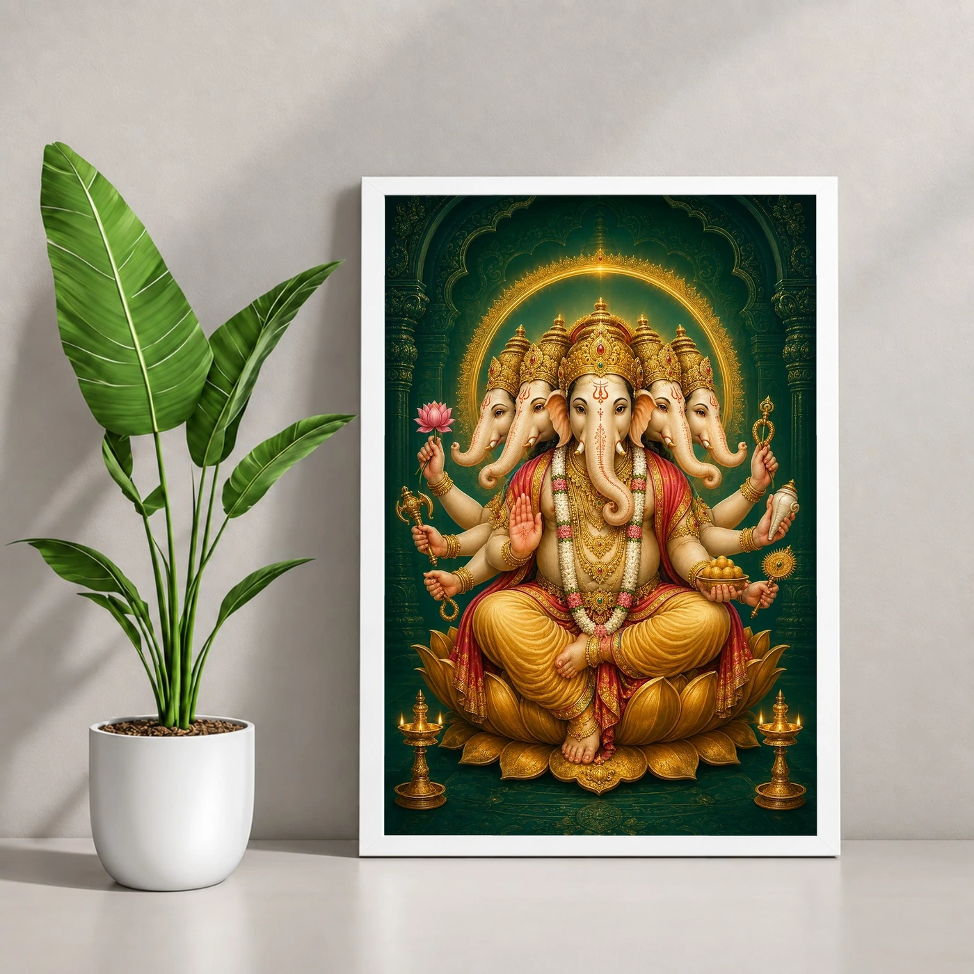 Panchmukhi Ganesha — Five-Faced Protector Frame, view 4