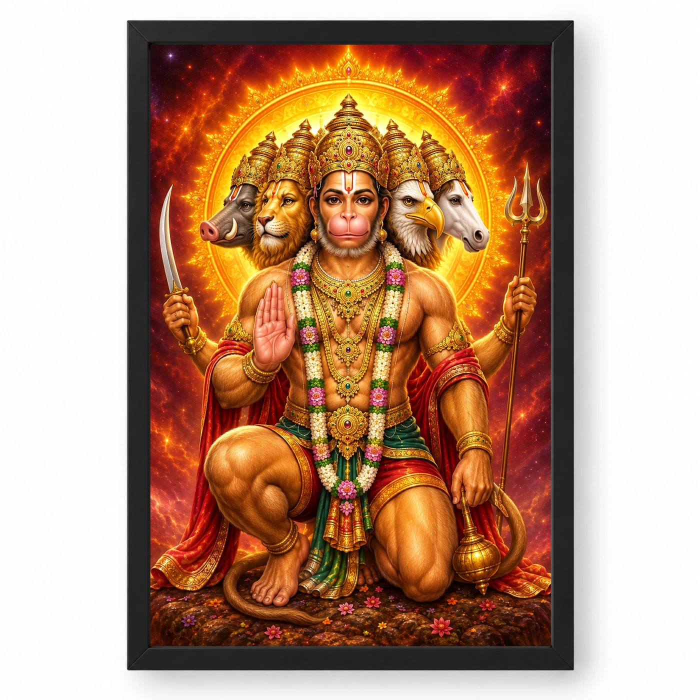 Panchmukhi Hanuman Cosmic Celestial Aura Photo Frame