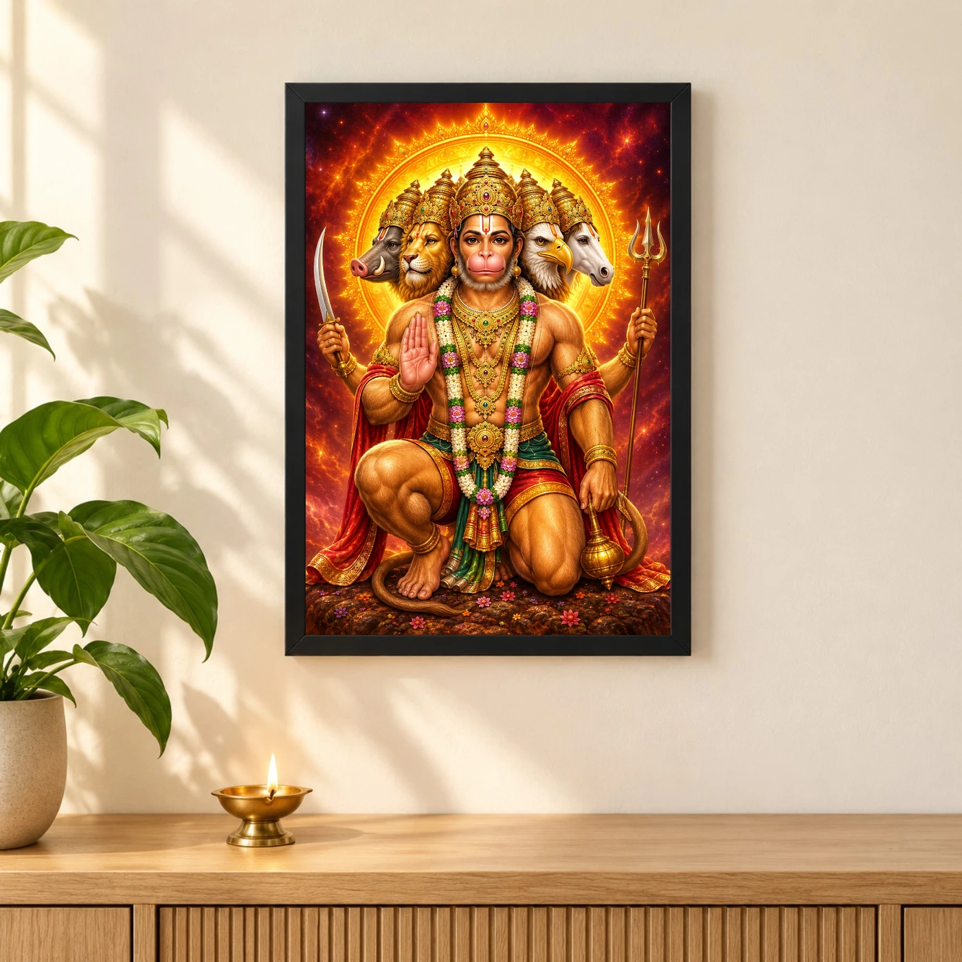 Panchmukhi Hanuman Cosmic Celestial Aura Photo Frame, view 3