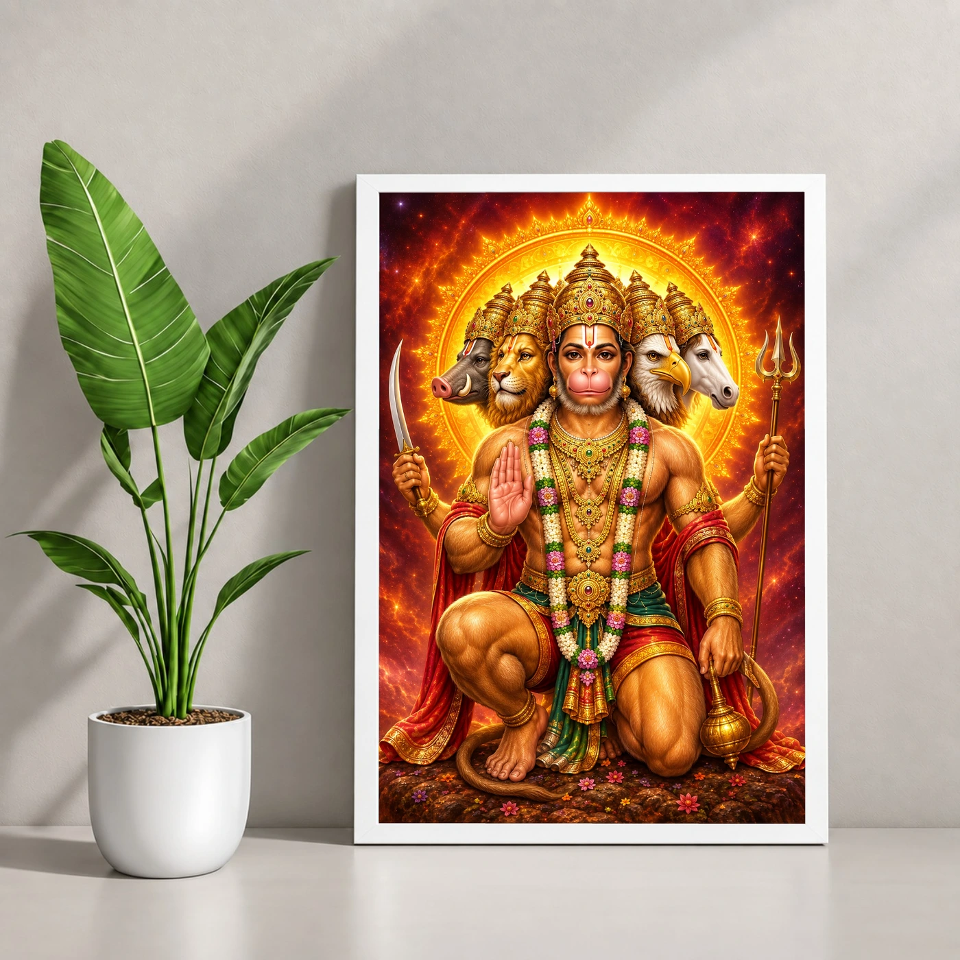 Panchmukhi Hanuman Cosmic Celestial Aura Photo Frame, view 4