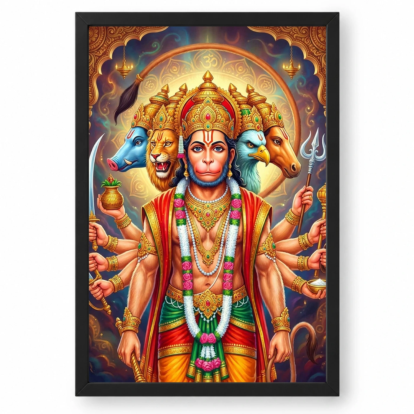 Panchmukhi Hanuman Five Faced Divine Form Spiritual Art Photo Frame