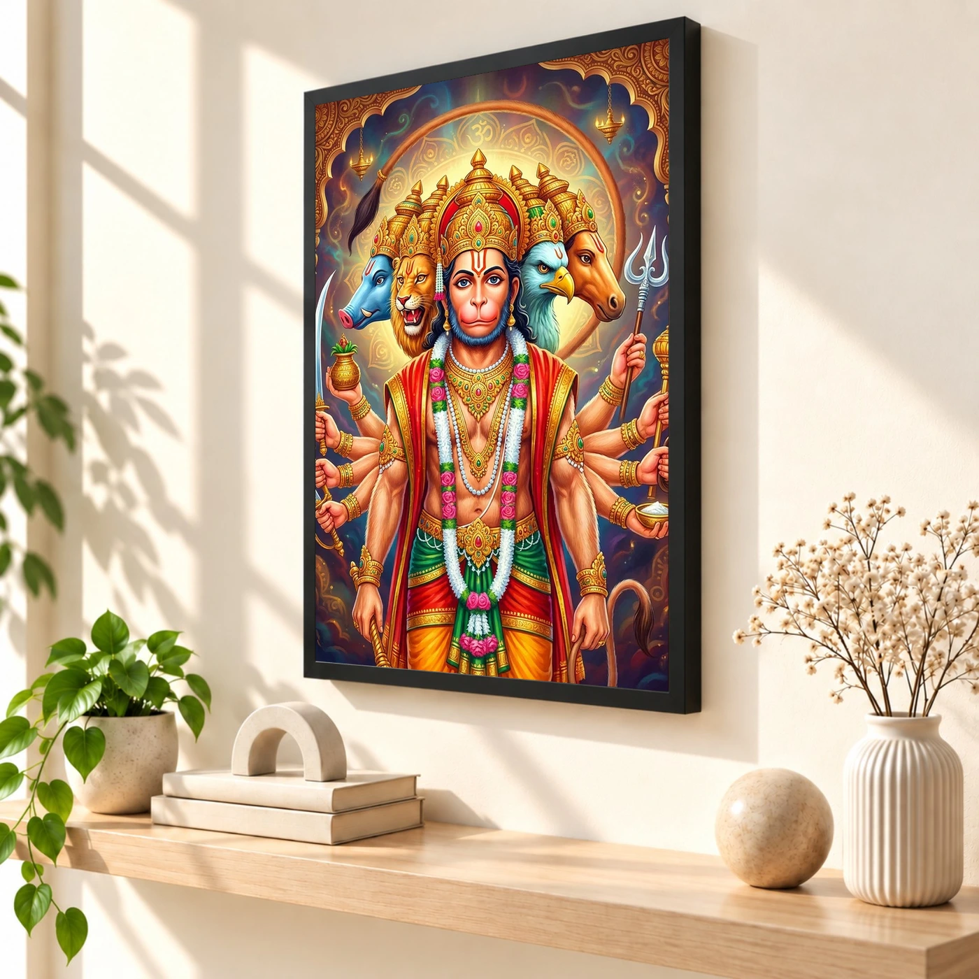 Panchmukhi Hanuman Five Faced Divine Form Spiritual Art Photo Frame, view 2