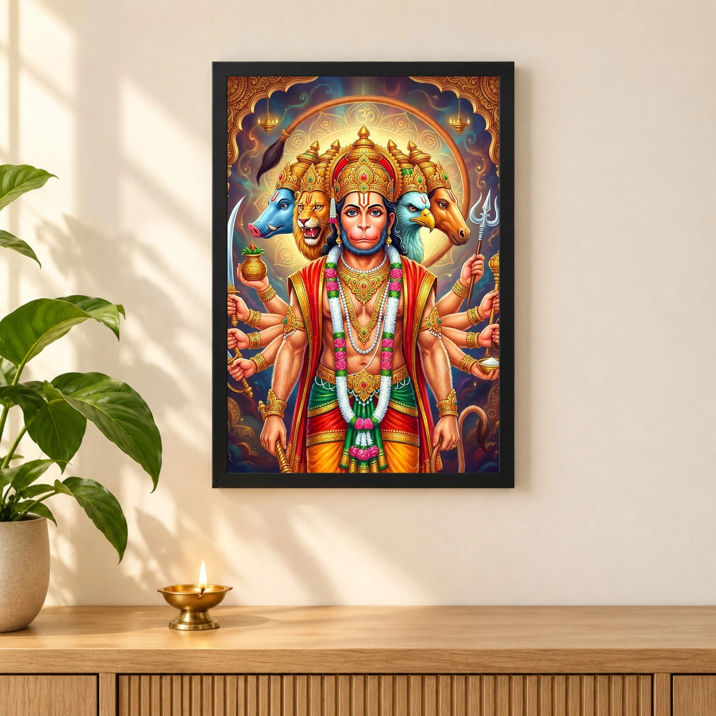 Panchmukhi Hanuman Five Faced Divine Form Spiritual Art Photo Frame, view 3