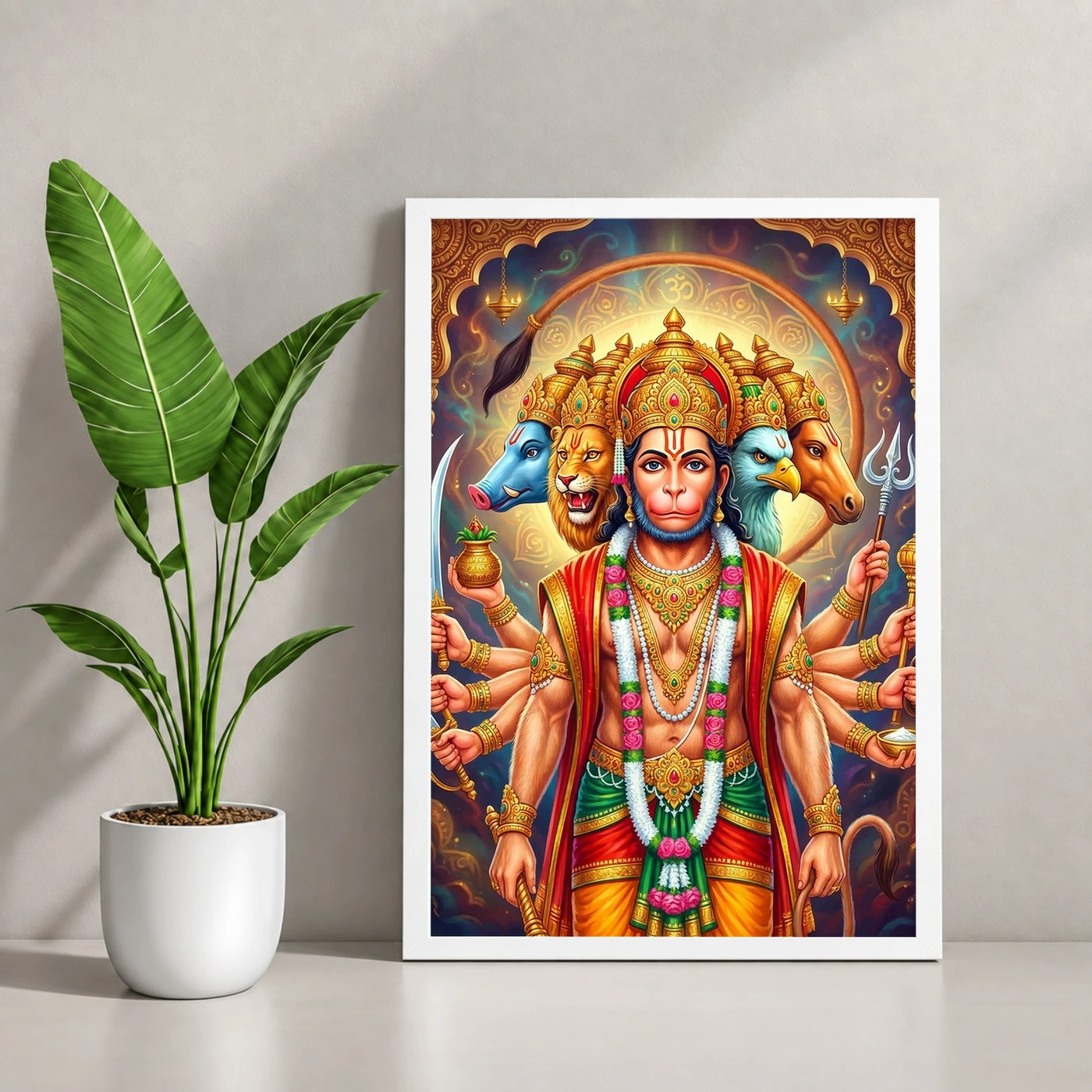 Panchmukhi Hanuman Five Faced Divine Form Spiritual Art Photo Frame, view 4