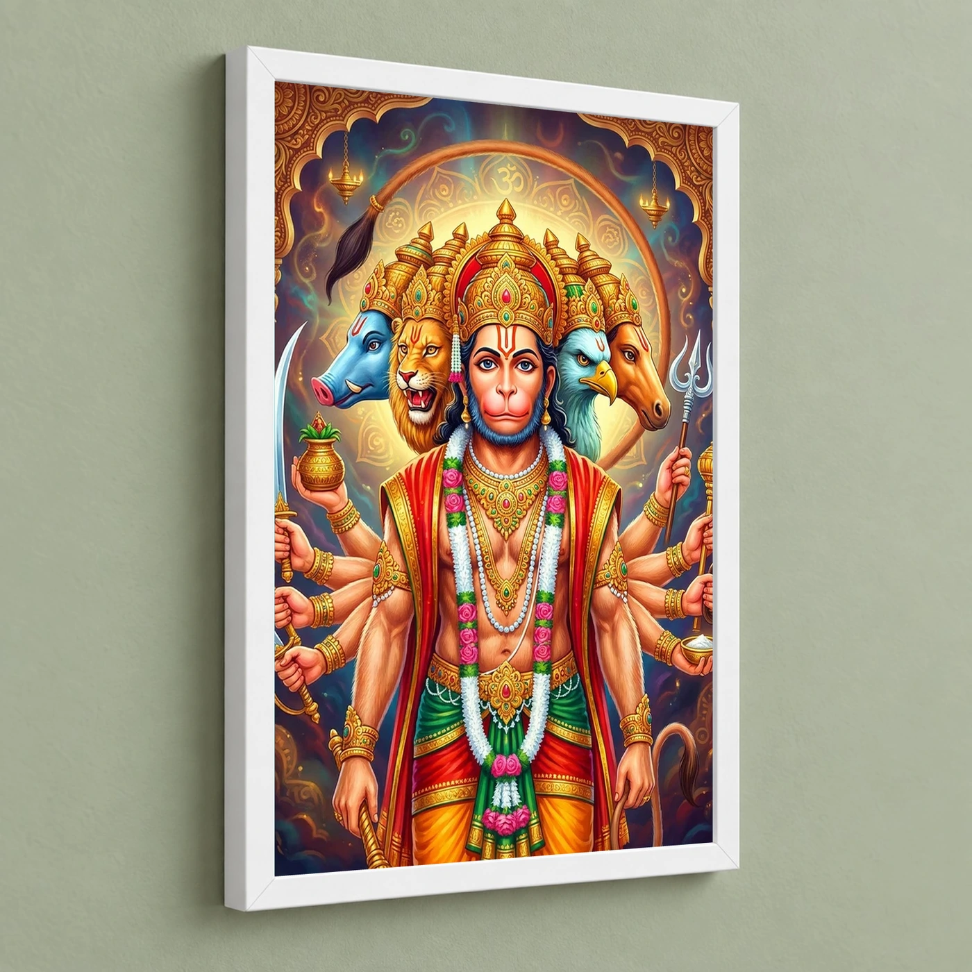 Panchmukhi Hanuman Five Faced Divine Form Spiritual Art Photo Frame, view 5