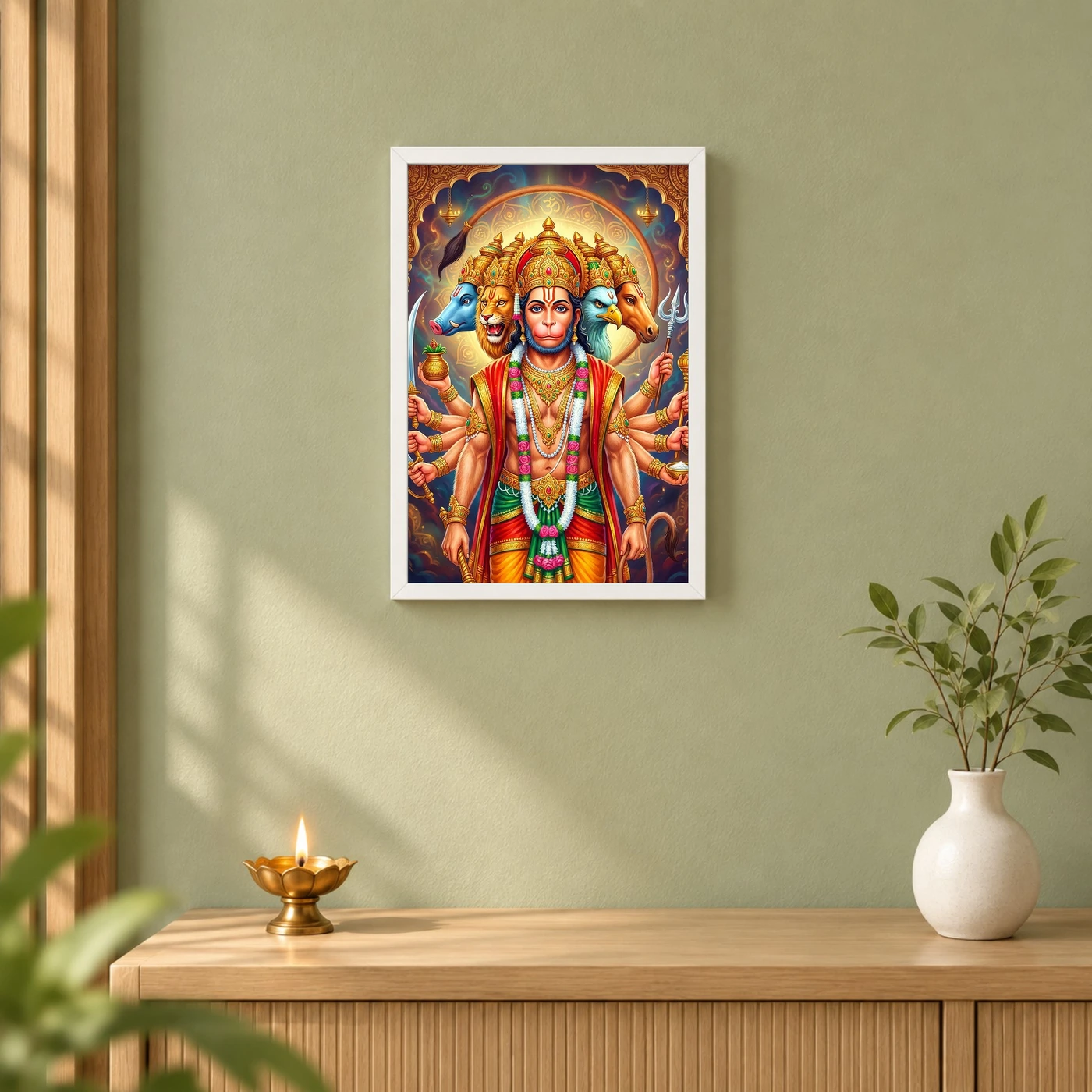 Panchmukhi Hanuman Five Faced Divine Form Spiritual Art Photo Frame, view 6