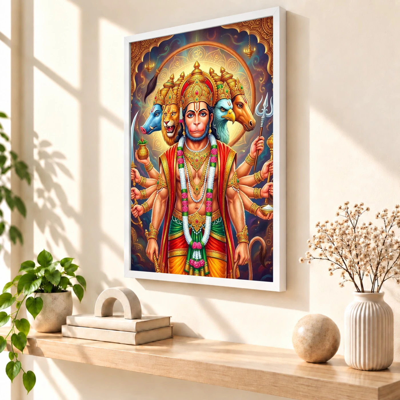 Panchmukhi Hanuman Five Faced Divine Form Spiritual Art Photo Frame, view 7