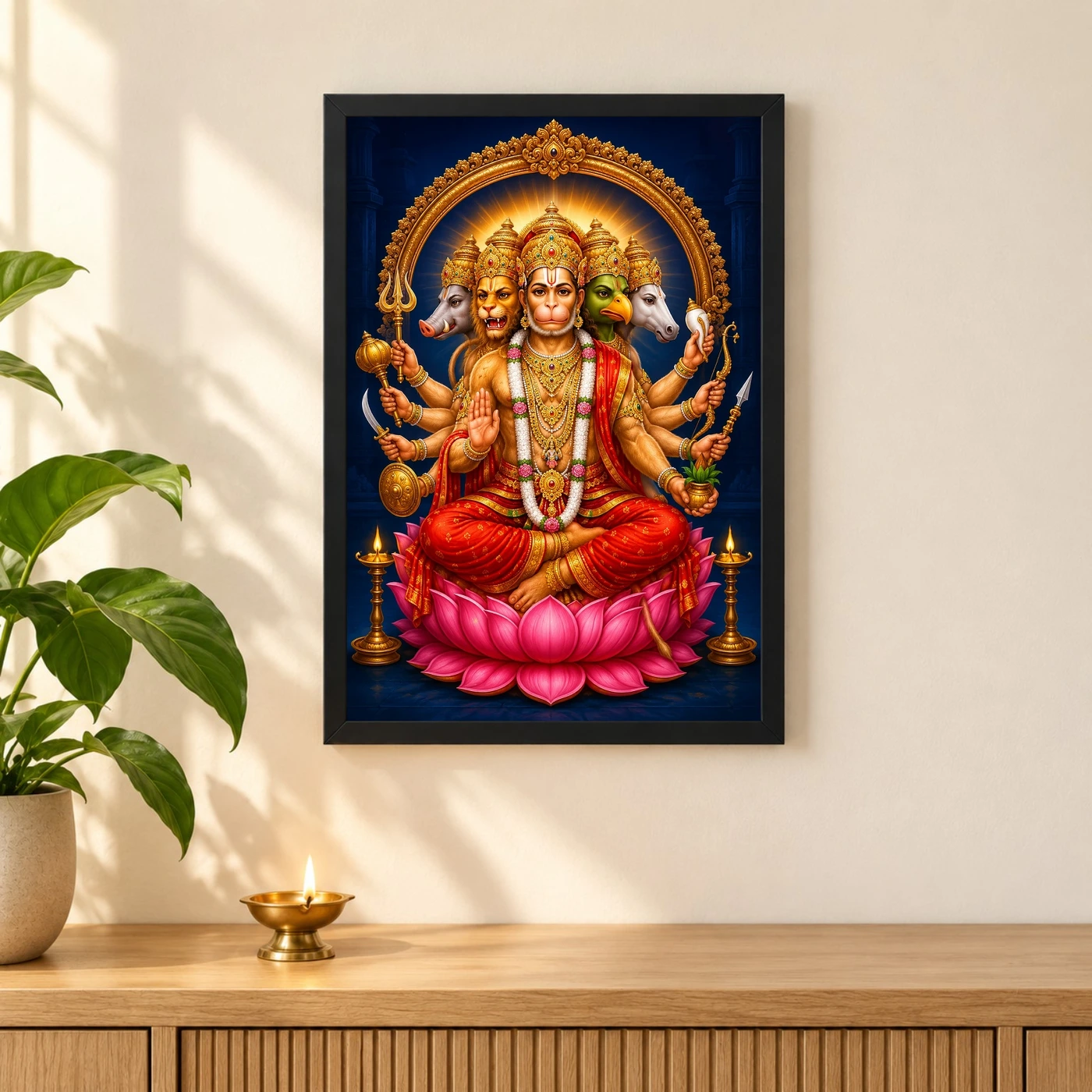 Panchmukhi Hanuman — Five-Faced Protector Frame, view 3