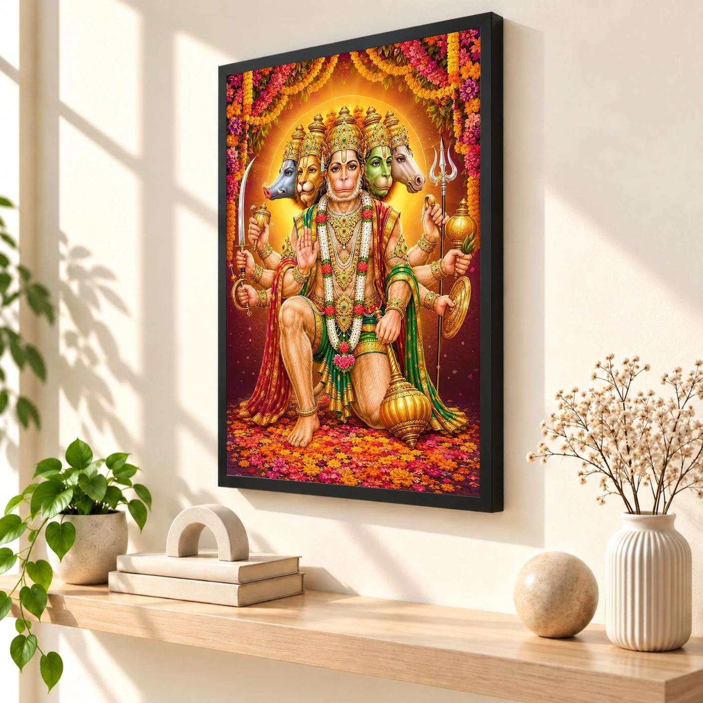 Panchmukhi Hanuman Grand Festival Flower Decoration Photo Frame, view 2