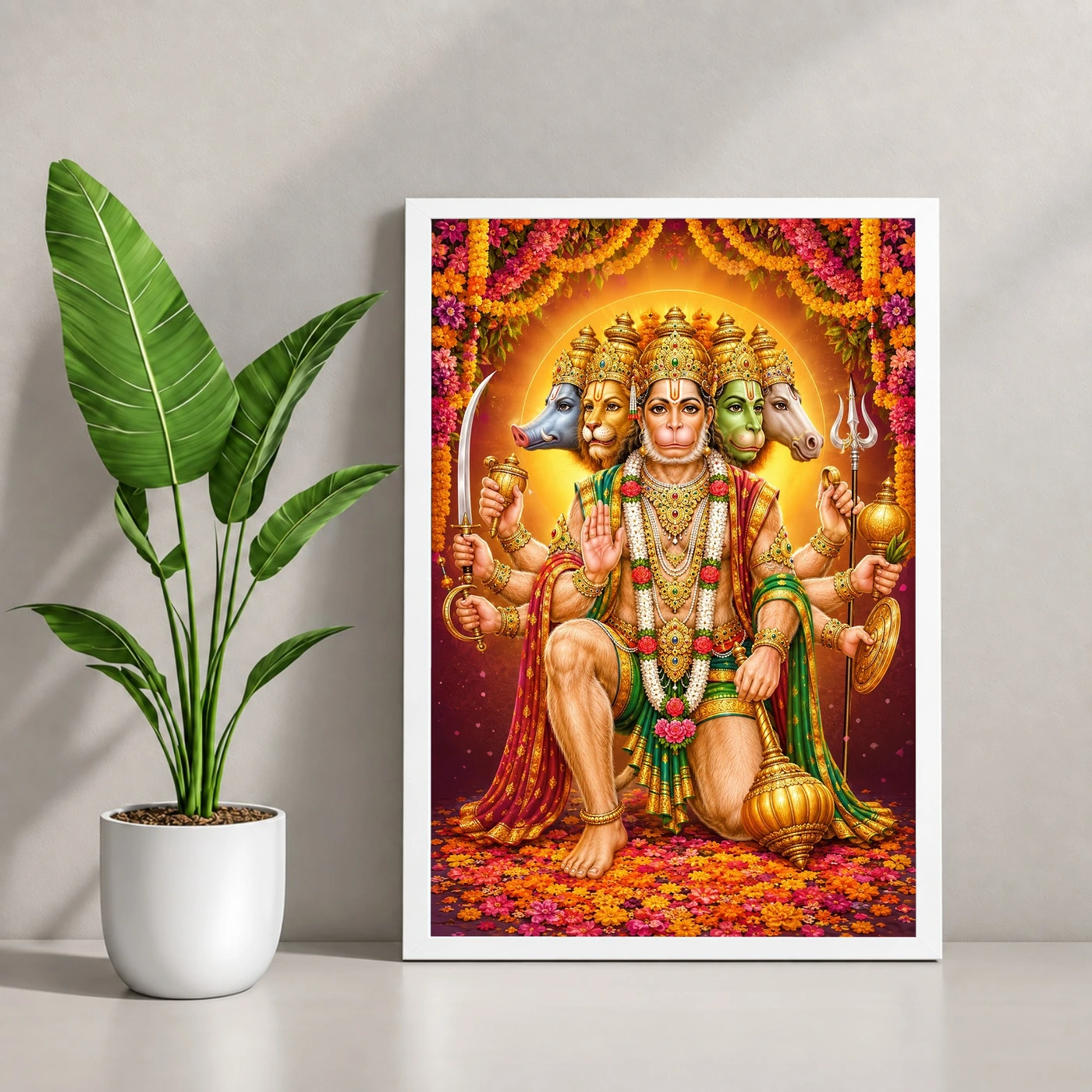Panchmukhi Hanuman Grand Festival Flower Decoration Photo Frame, view 4