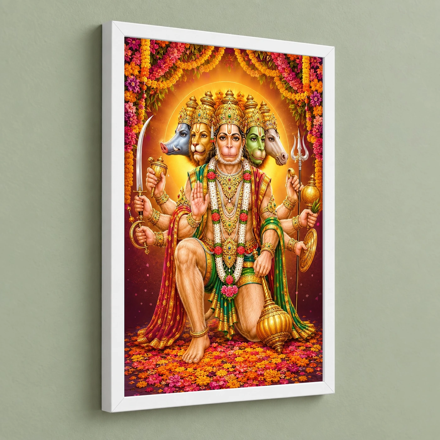Panchmukhi Hanuman Grand Festival Flower Decoration Photo Frame, view 5