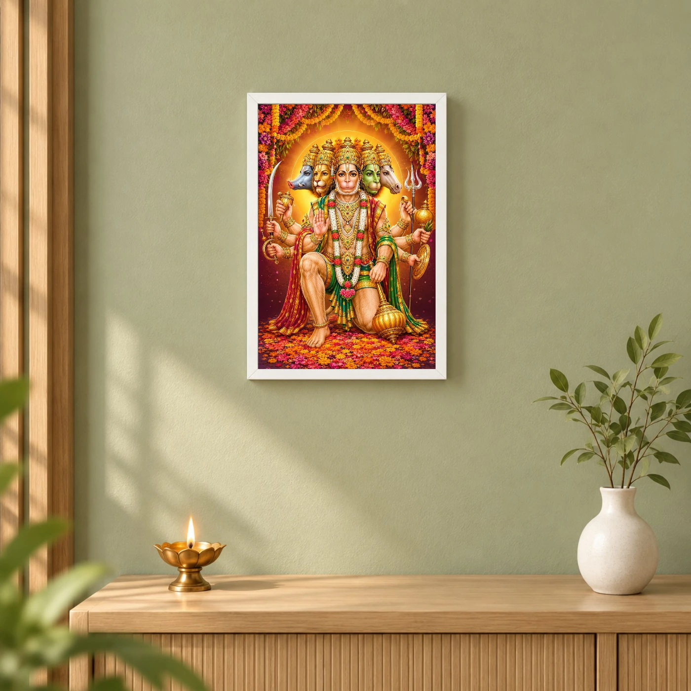 Panchmukhi Hanuman Grand Festival Flower Decoration Photo Frame, view 6