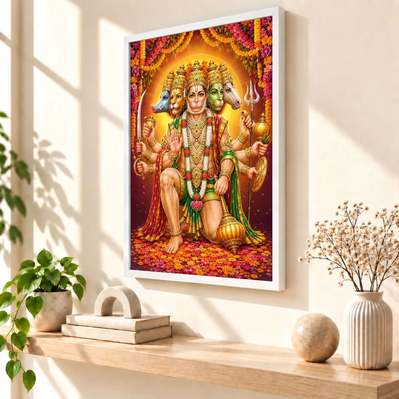 Panchmukhi Hanuman Grand Festival Flower Decoration Photo Frame, view 7