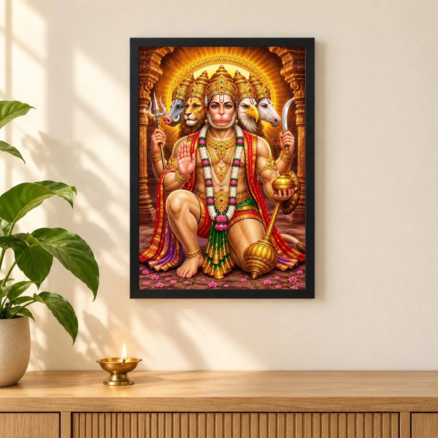 Panchmukhi Hanuman Heritage Temple Architecture Backdrop Photo Frame, view 3