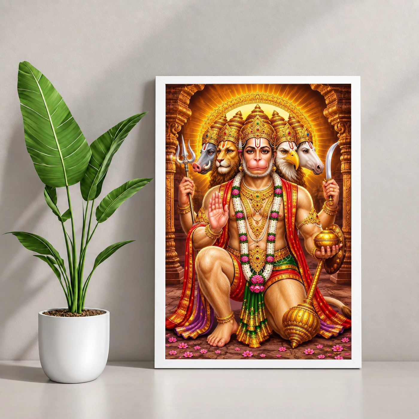 Panchmukhi Hanuman Heritage Temple Architecture Backdrop Photo Frame, view 4
