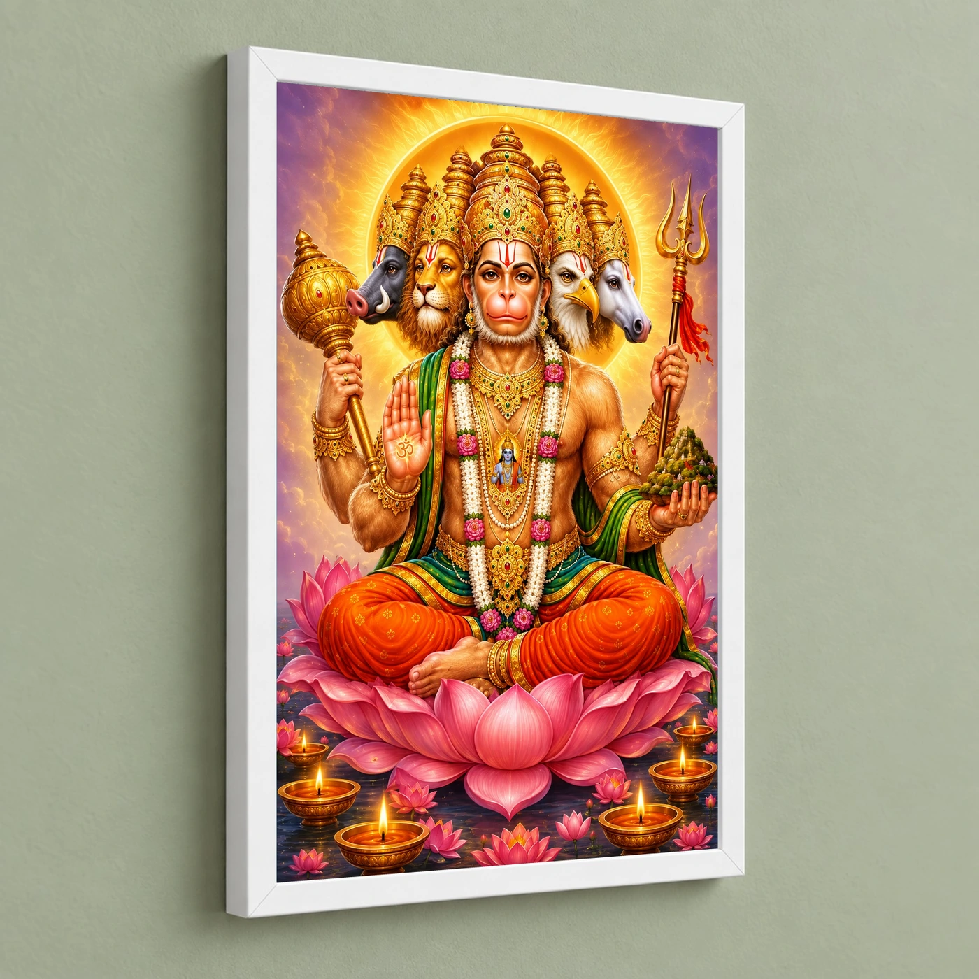 Panchmukhi Hanuman Lotus And Diya Radiance Photo Frame, view 5