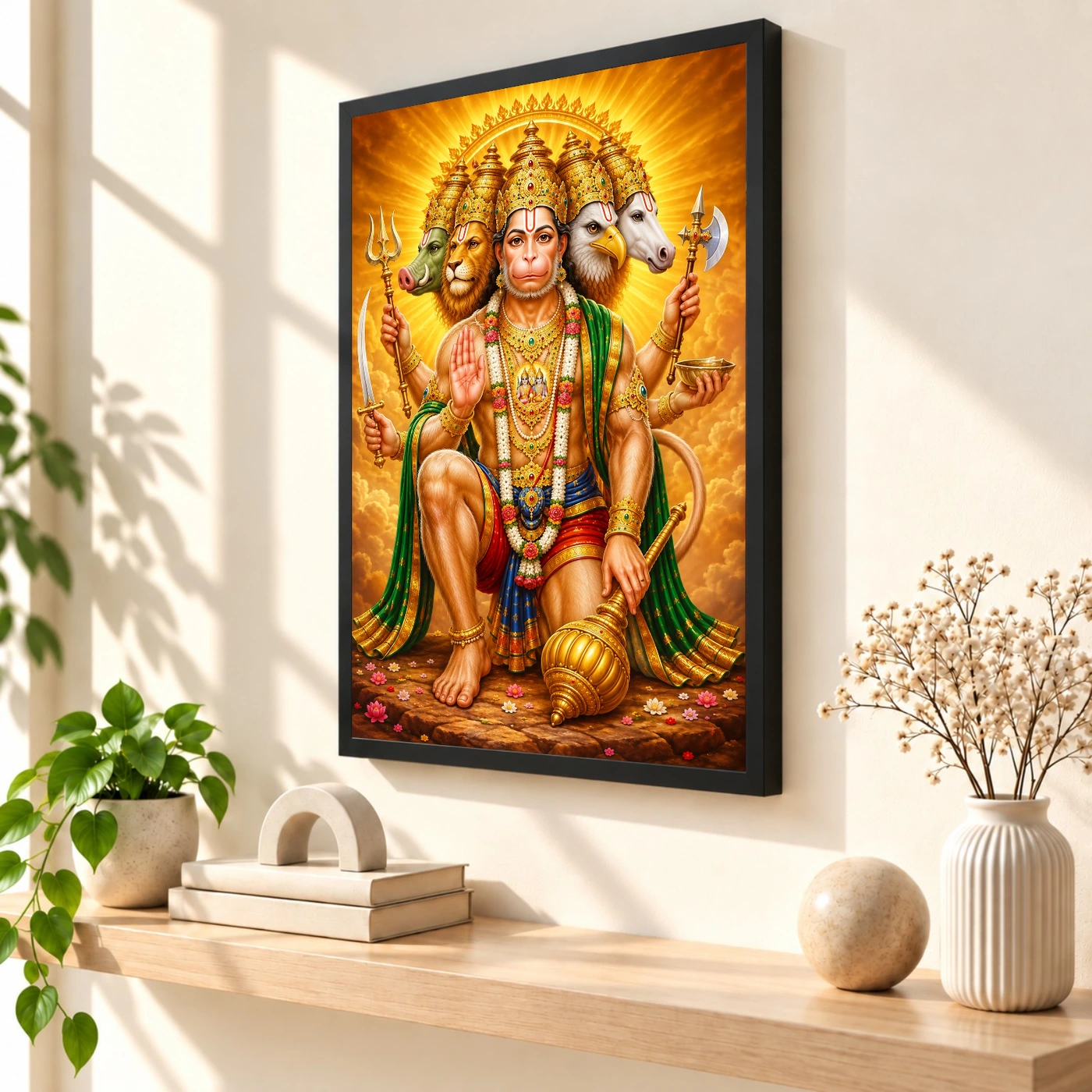 Panchmukhi Hanuman Peaceful Home Mandir Composition Photo Frame, view 2