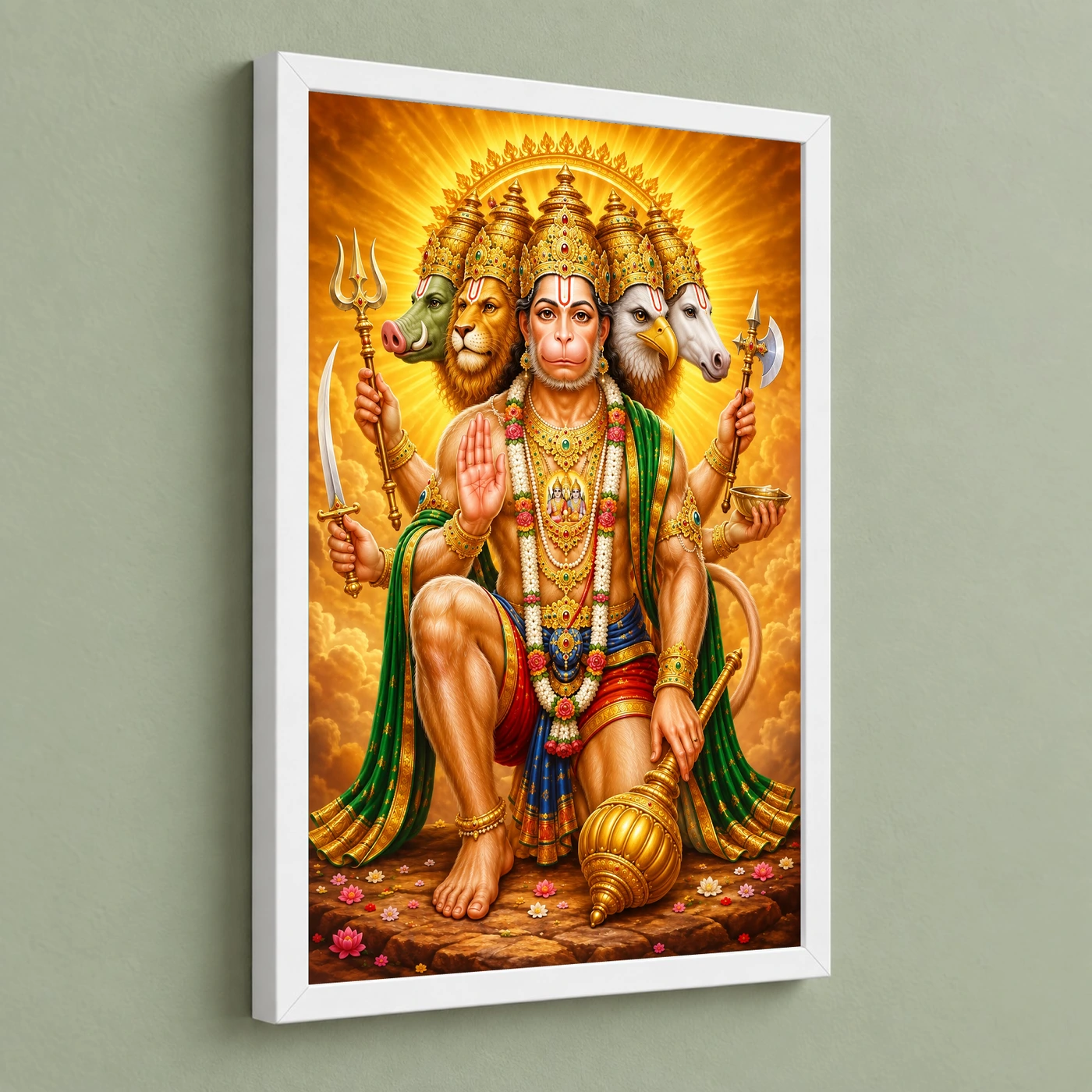 Panchmukhi Hanuman Peaceful Home Mandir Composition Photo Frame, view 5