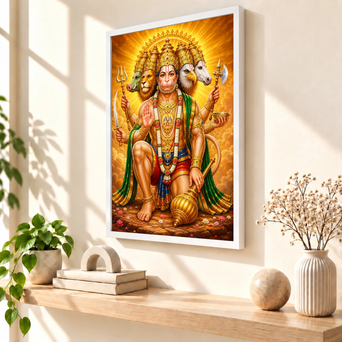 Panchmukhi Hanuman Peaceful Home Mandir Composition Photo Frame, view 7