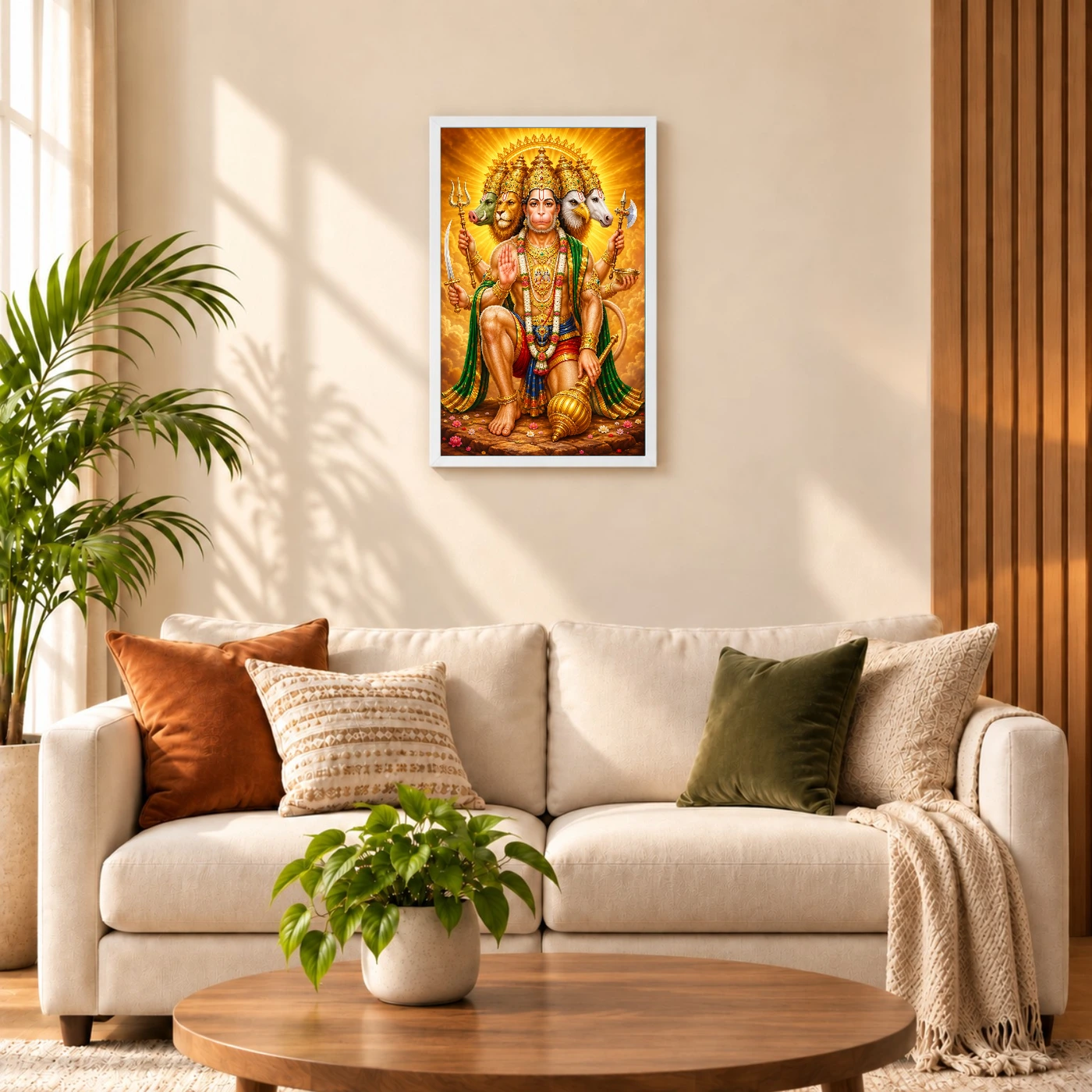 Panchmukhi Hanuman Peaceful Home Mandir Composition Photo Frame, view 9