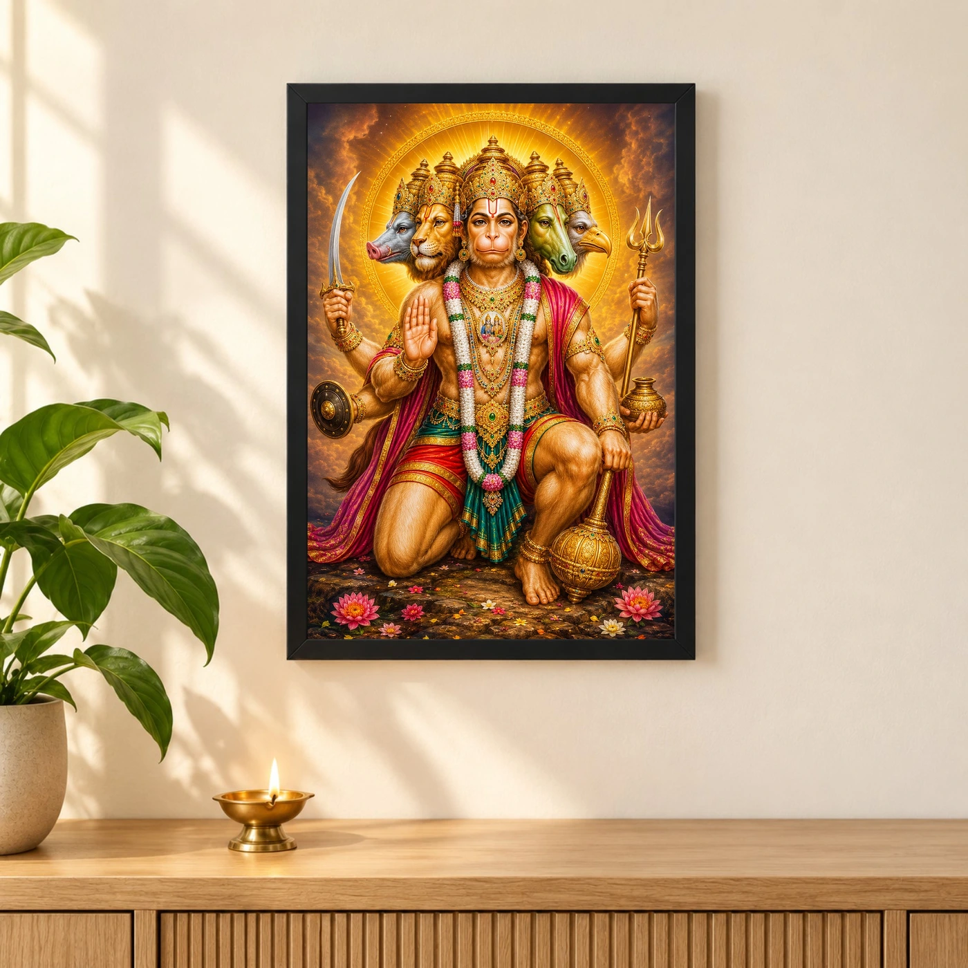Panchmukhi Hanuman Royal Jewel-Toned Portrait Photo Frame, view 3