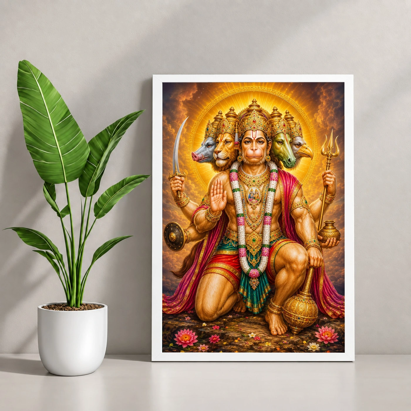 Panchmukhi Hanuman Royal Jewel-Toned Portrait Photo Frame, view 4