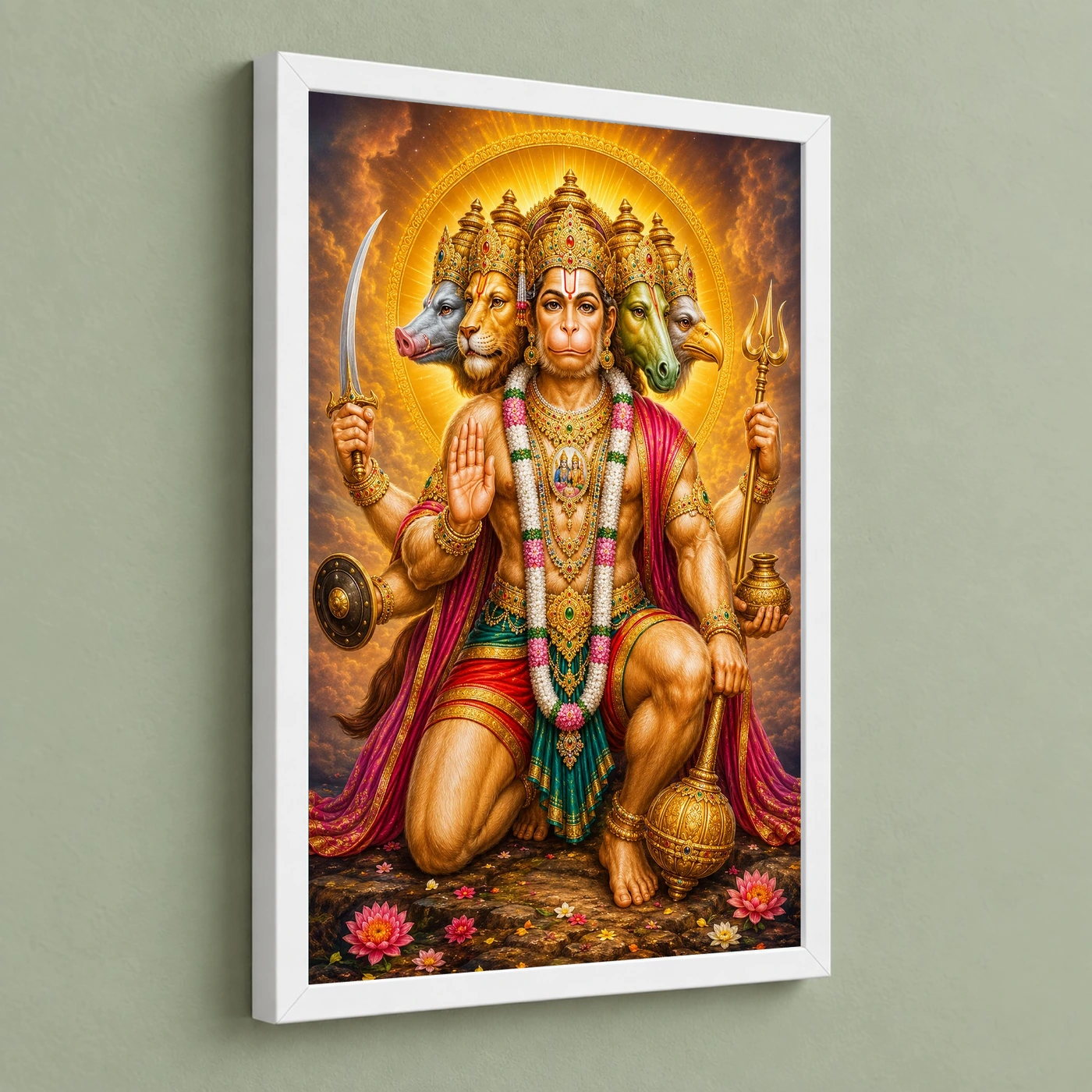Panchmukhi Hanuman Royal Jewel-Toned Portrait Photo Frame, view 5