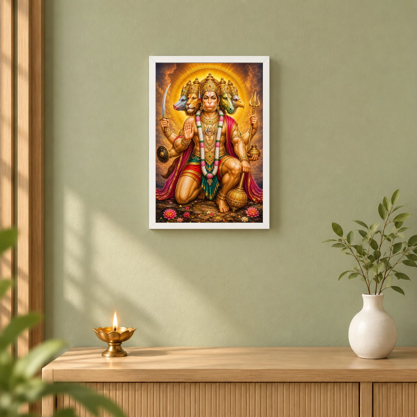 Panchmukhi Hanuman Royal Jewel-Toned Portrait Photo Frame, view 6