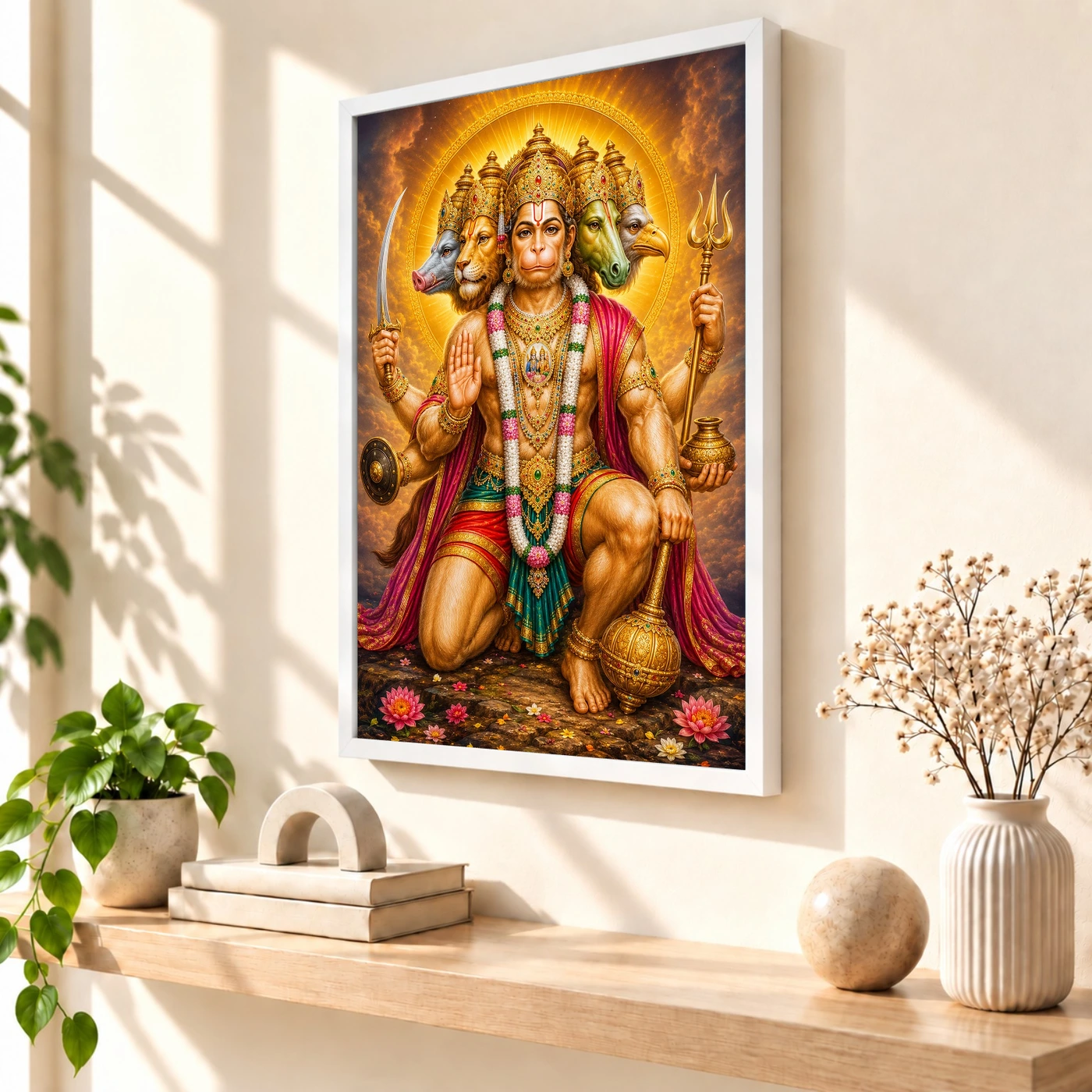 Panchmukhi Hanuman Royal Jewel-Toned Portrait Photo Frame, view 7