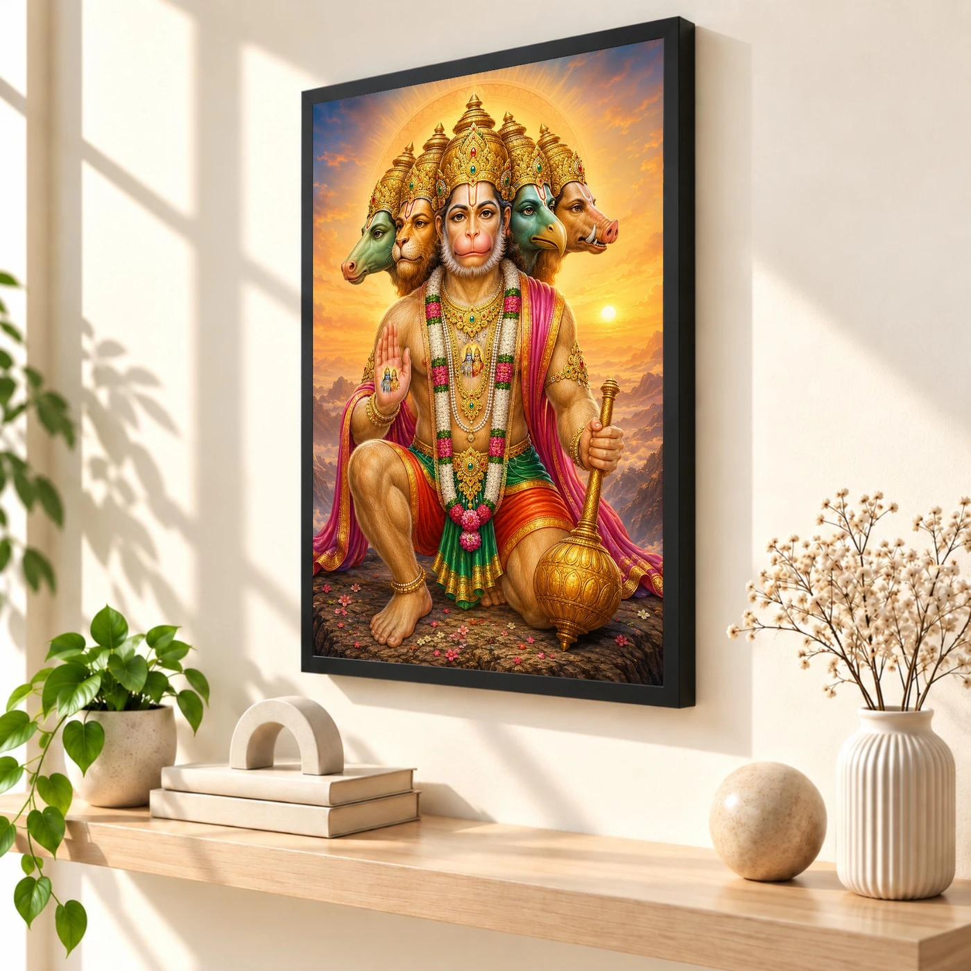 Panchmukhi Hanuman Serene Sunrise Blessing Photo Frame, view 2