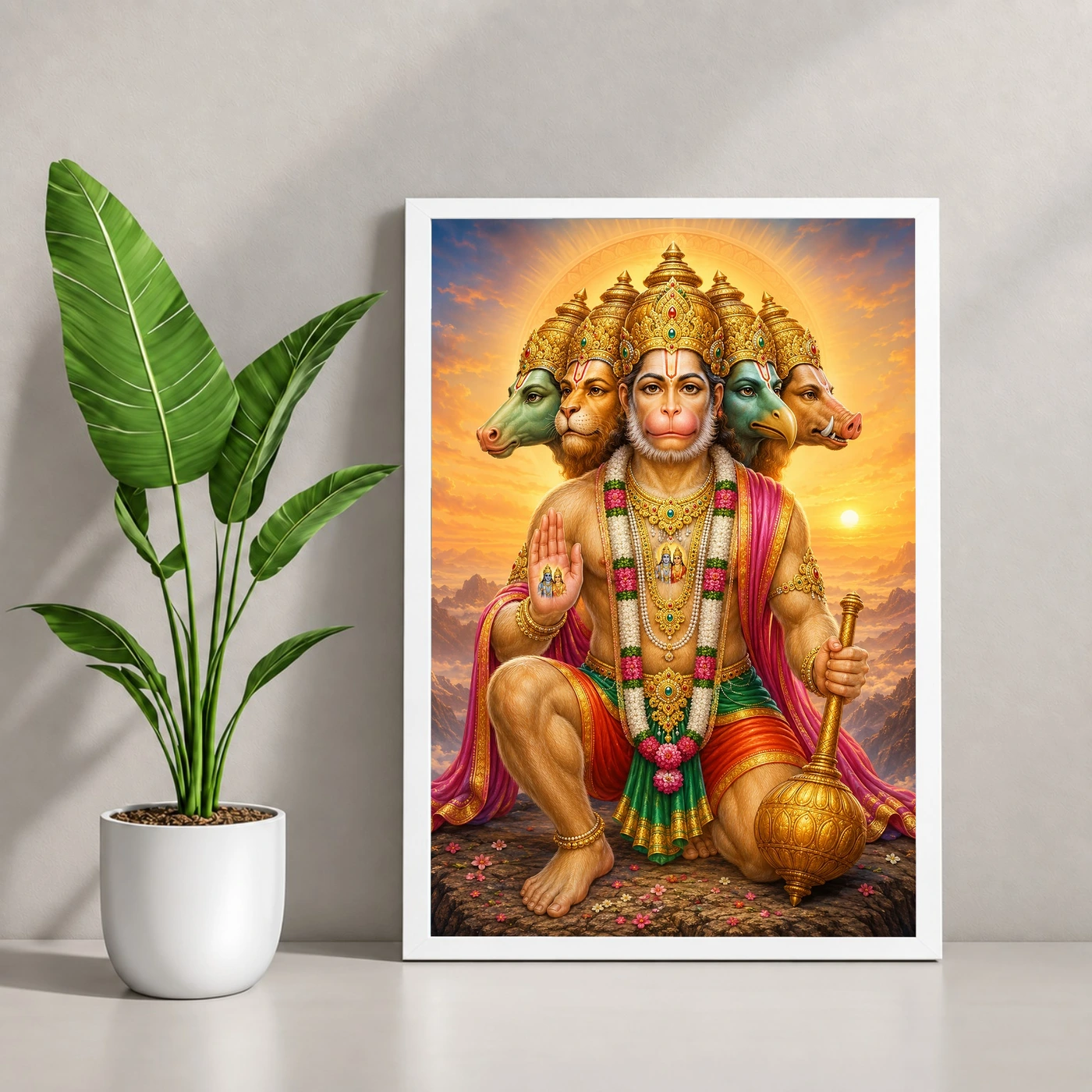 Panchmukhi Hanuman Serene Sunrise Blessing Photo Frame, view 4