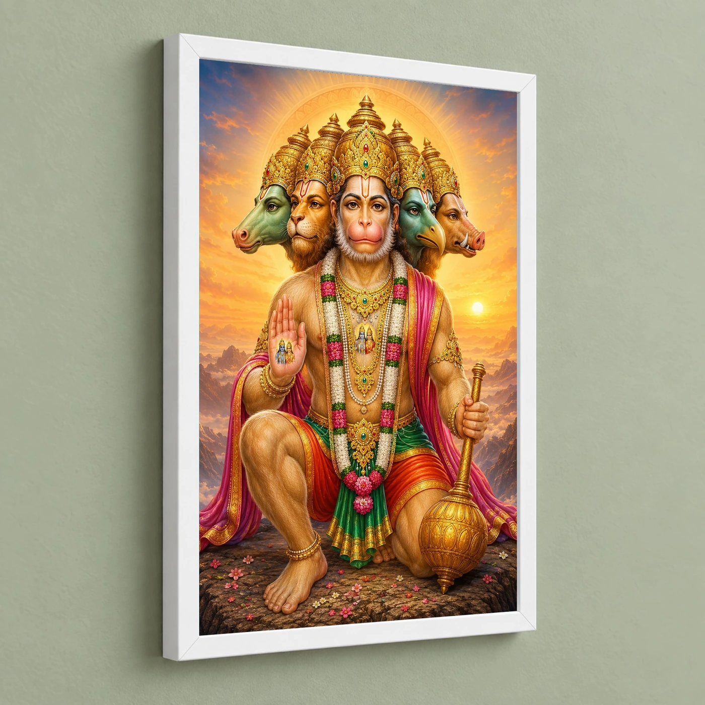 Panchmukhi Hanuman Serene Sunrise Blessing Photo Frame, view 5