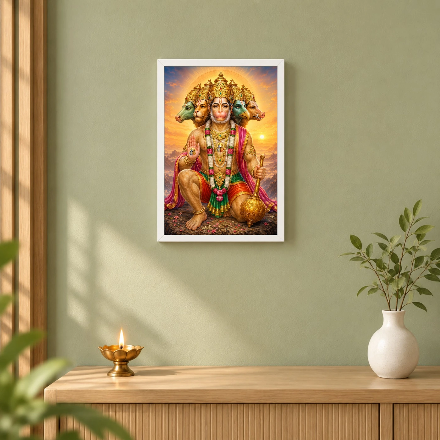 Panchmukhi Hanuman Serene Sunrise Blessing Photo Frame, view 6