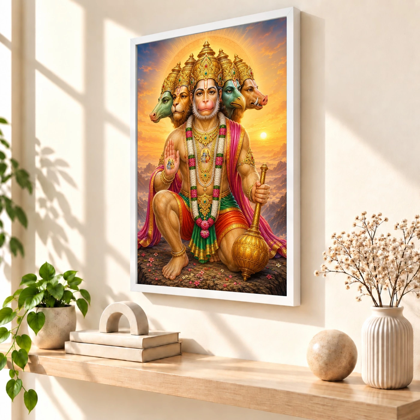Panchmukhi Hanuman Serene Sunrise Blessing Photo Frame, view 7