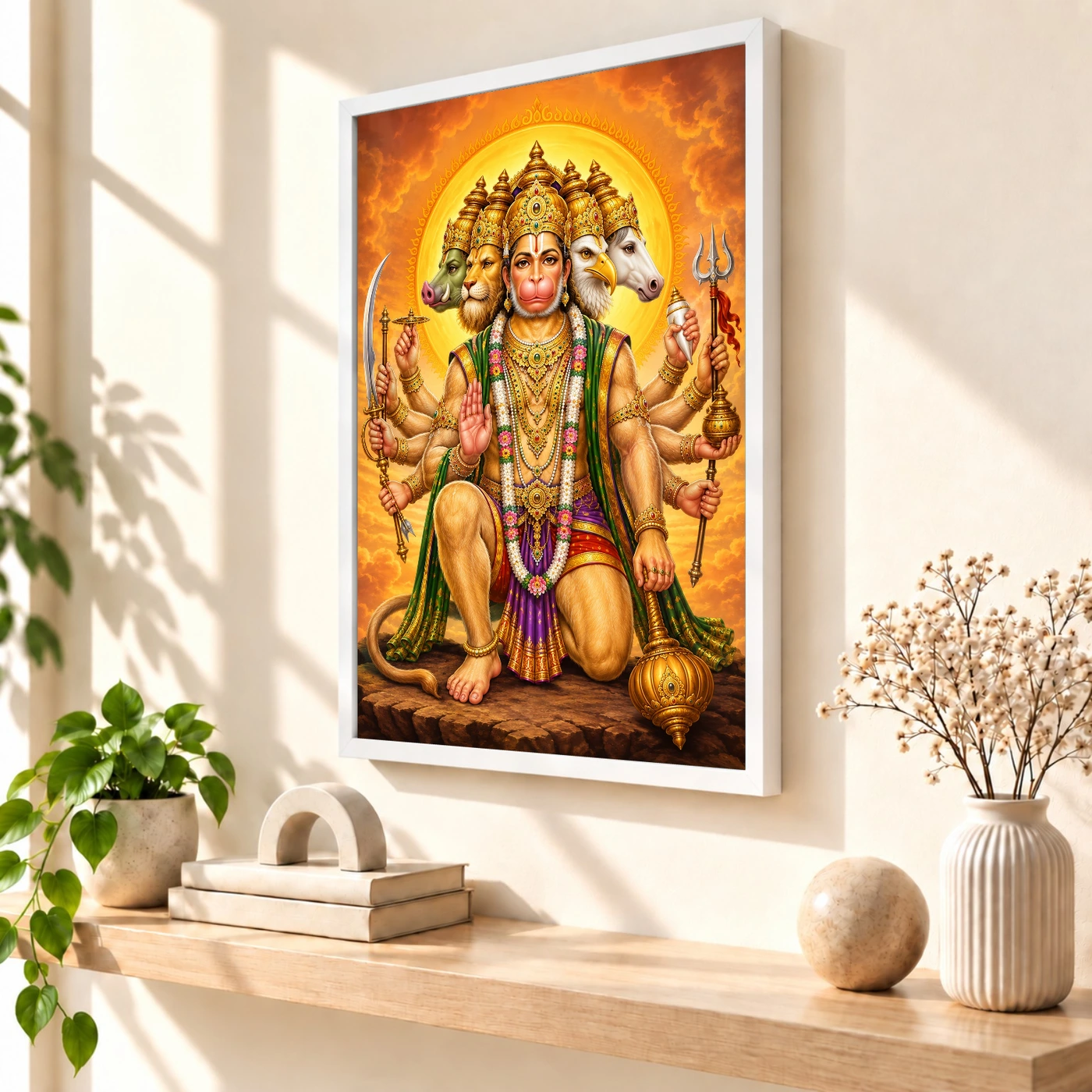 Panchmukhi Hanuman Traditional Indian Miniature-Inspired Devotional Art Photo Frame, view 7