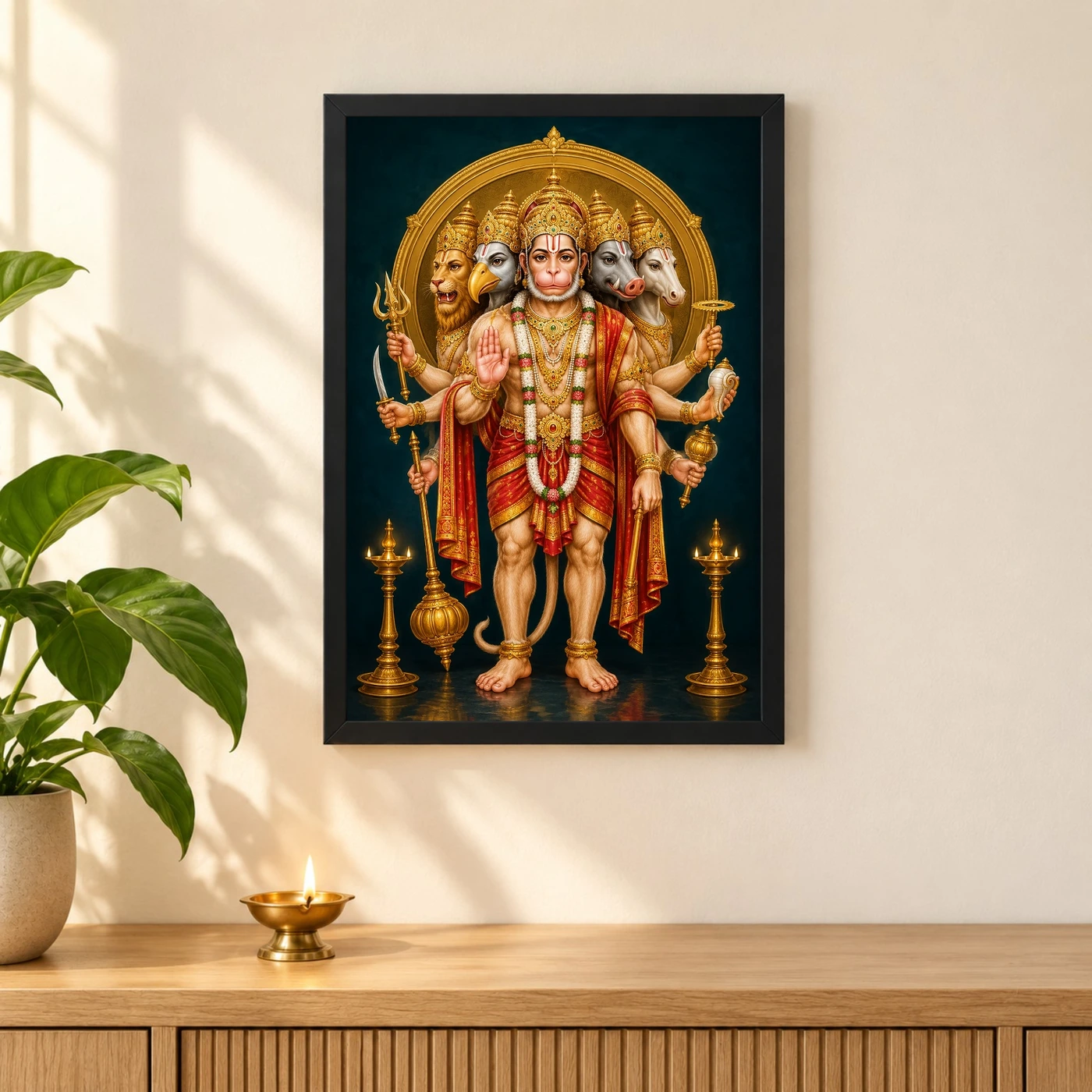 Panchmukhi Hanuman — Vastu Entrance Frame, view 3